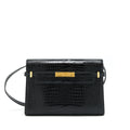 SAINT LAURENT/YSL MANHATTAN SHOULDER BAG SHINY CROC-EMBOSSED BLACK GHW