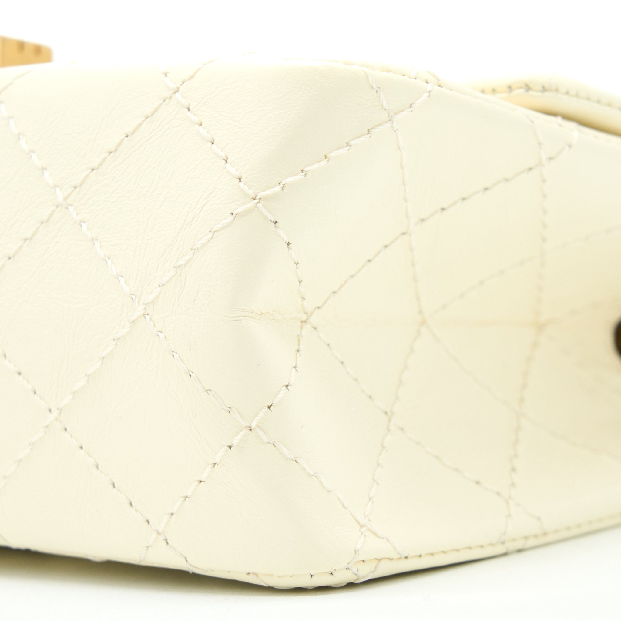 CHANEL 20A MINI 2.55 REISSUE FLAP BAG AGED CALFSKIN CREAMY WHITE BRUSHED GHW
