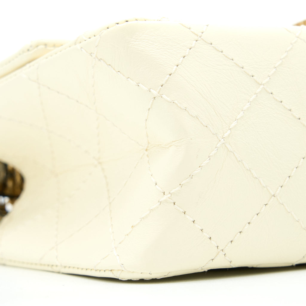 CHANEL 20A MINI 2.55 REISSUE FLAP BAG AGED CALFSKIN CREAMY WHITE BRUSHED GHW
