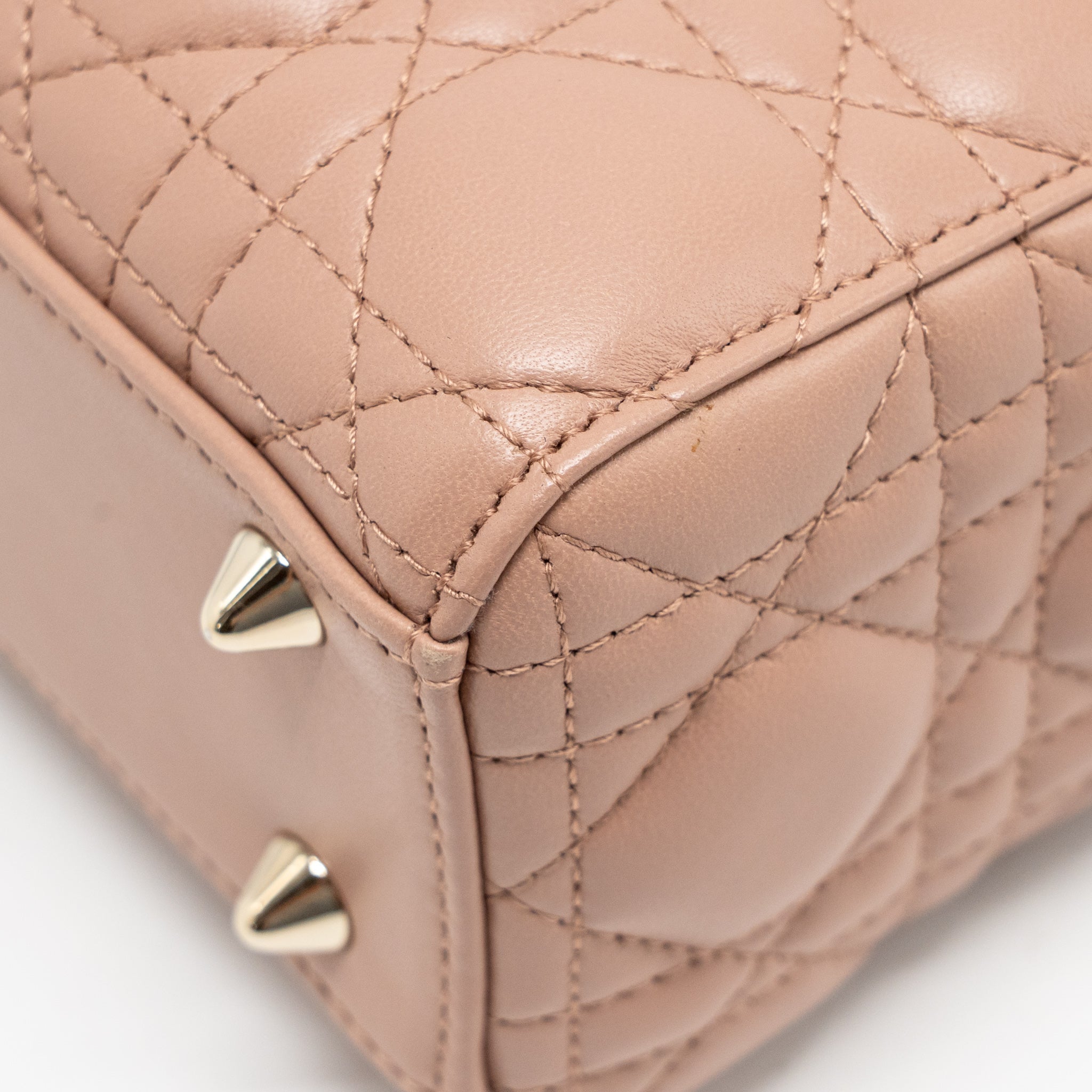 DIOR SMALL LADY DIOR LAMBSKIN DARK PINK LGHW