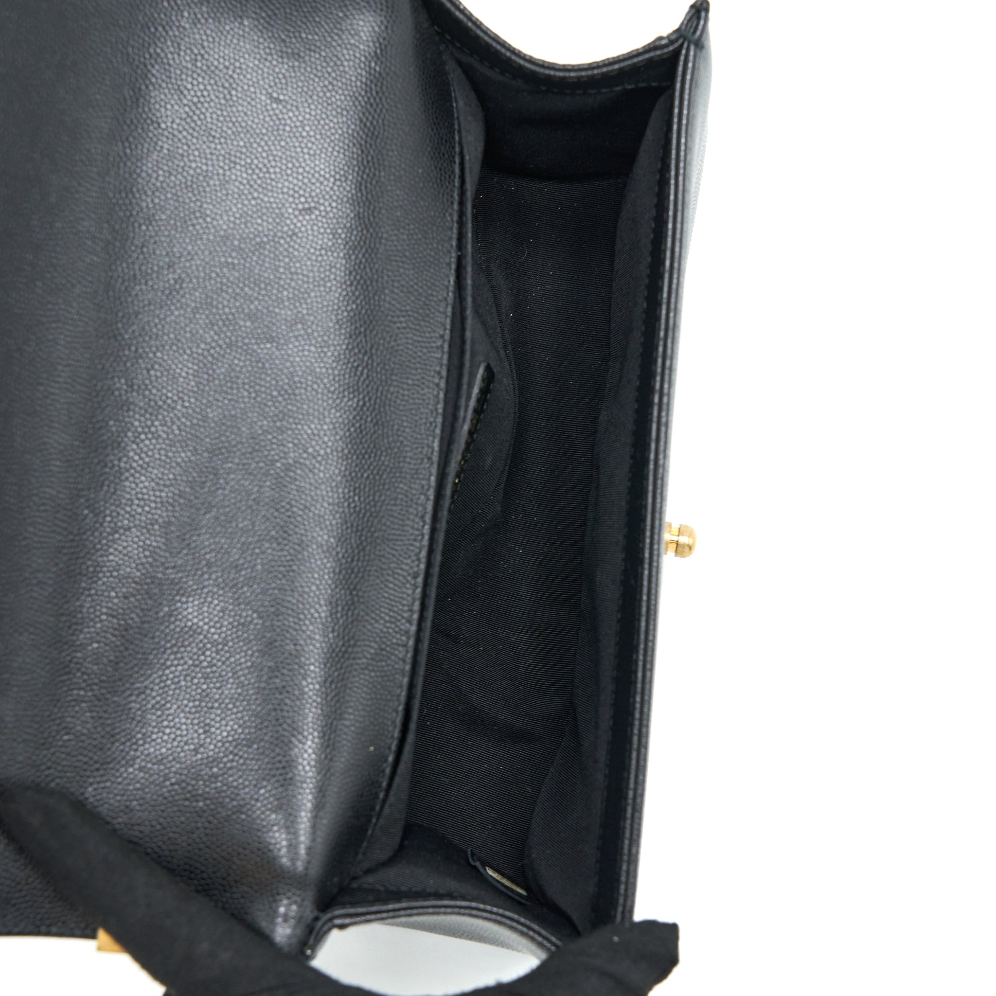 CHANEL MEDIUM BOY BAG CAVIAR BLACK BRUSHED GHW