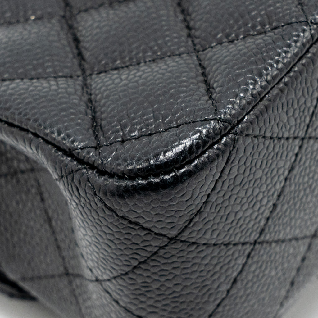 CHANEL MEDIUM CLASSIC DOUBLE FLAP BAG CAVIAR BLACK SHW