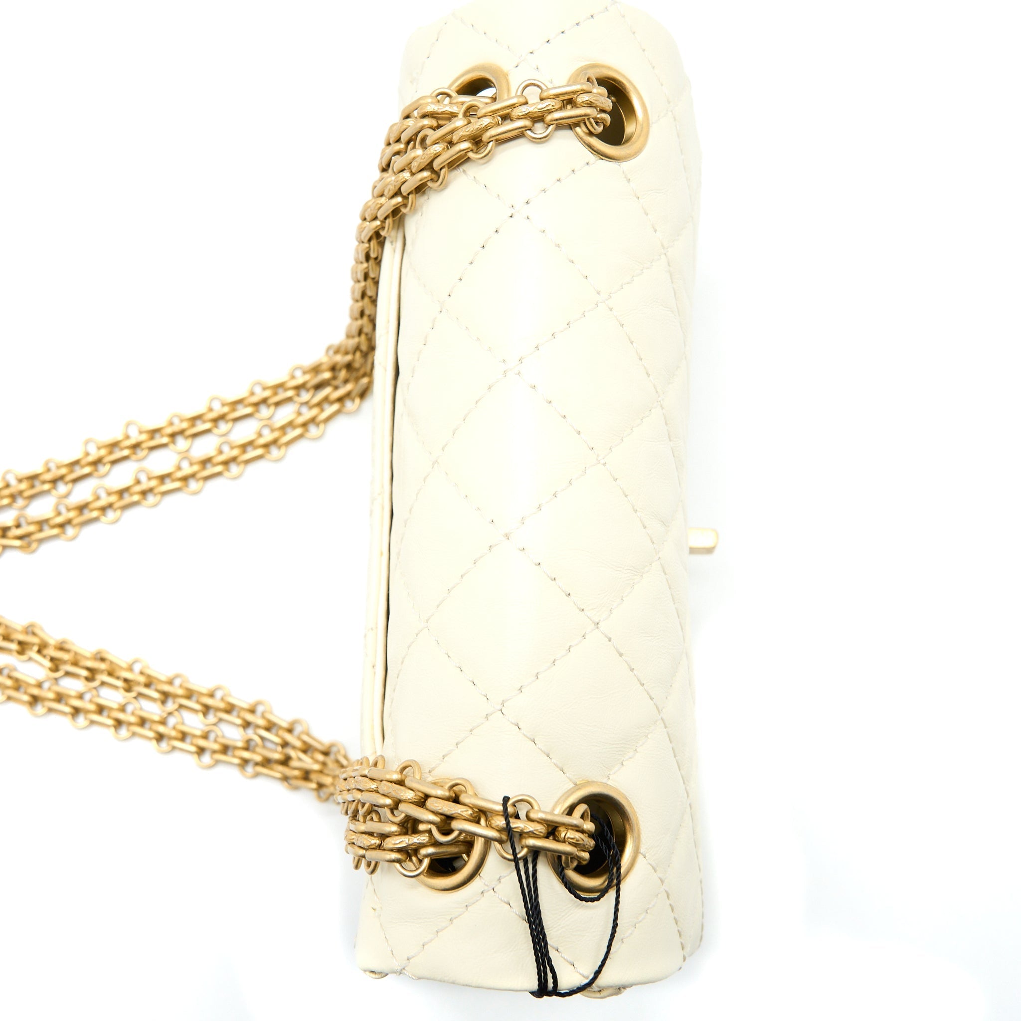 CHANEL 20A MINI 2.55 REISSUE FLAP BAG AGED CALFSKIN CREAMY WHITE BRUSHED GHW