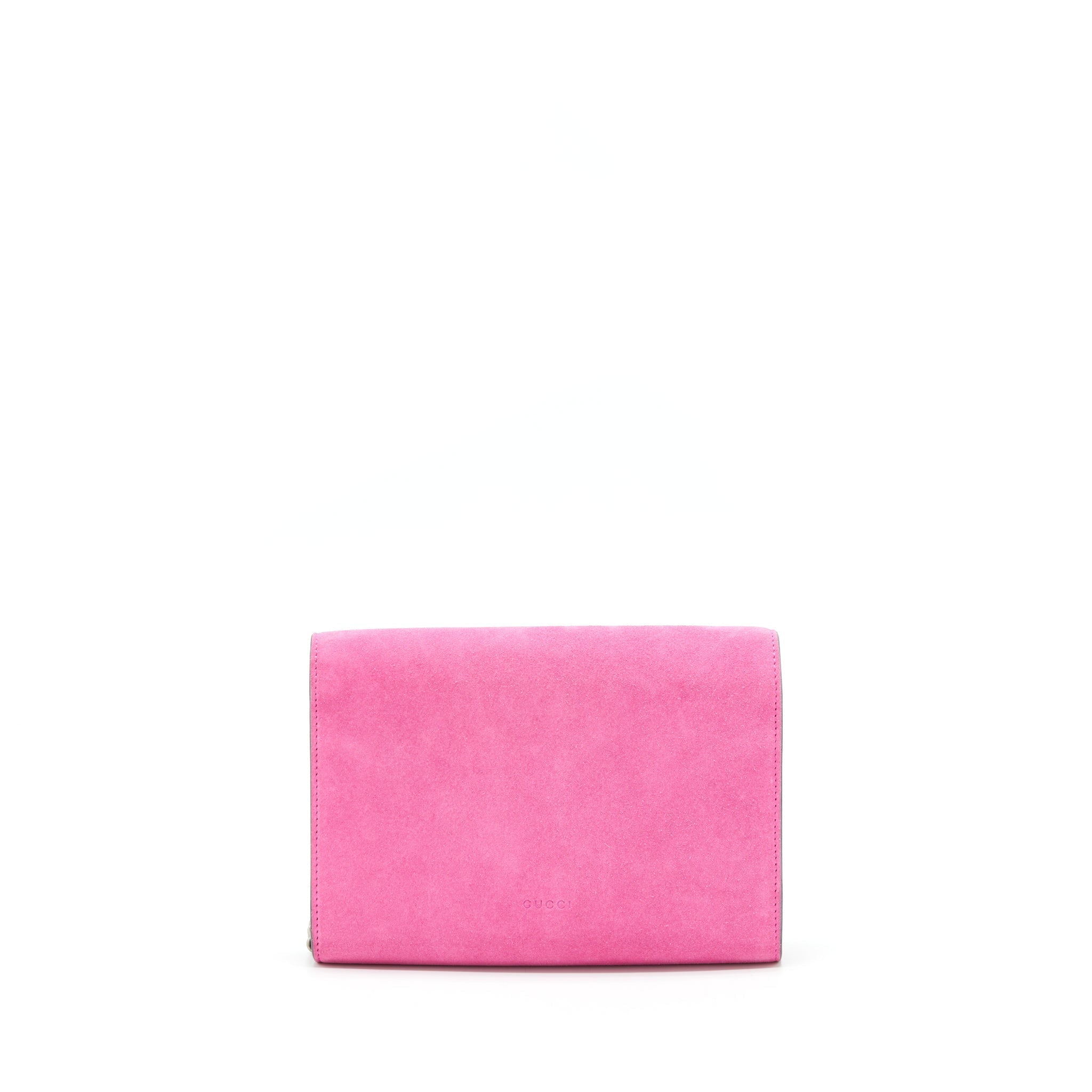 GUCCI DIONYSUS MINI CHAIN BAG SUEDE PINK SHW