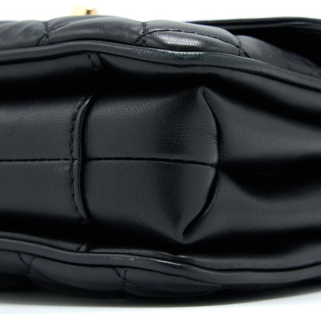 CHANEL SEASONAL FLAP BAG LAMBSKIN BLACK BRUSHED GHW