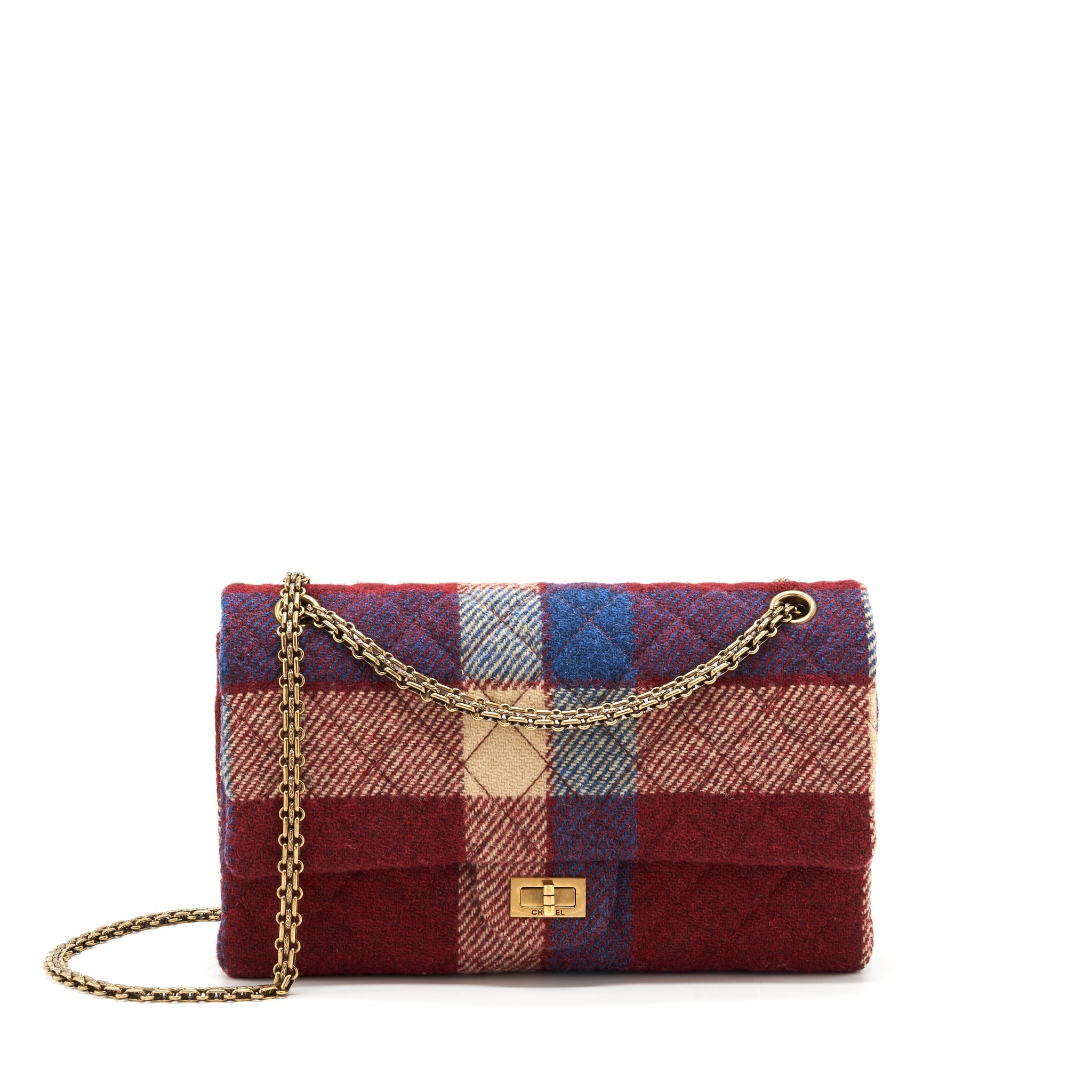 CHANEL 2.55 226 REISSUE DOUBLE FLAP BAG FABRIC MULTICOLOUR GOLD HARDWARE