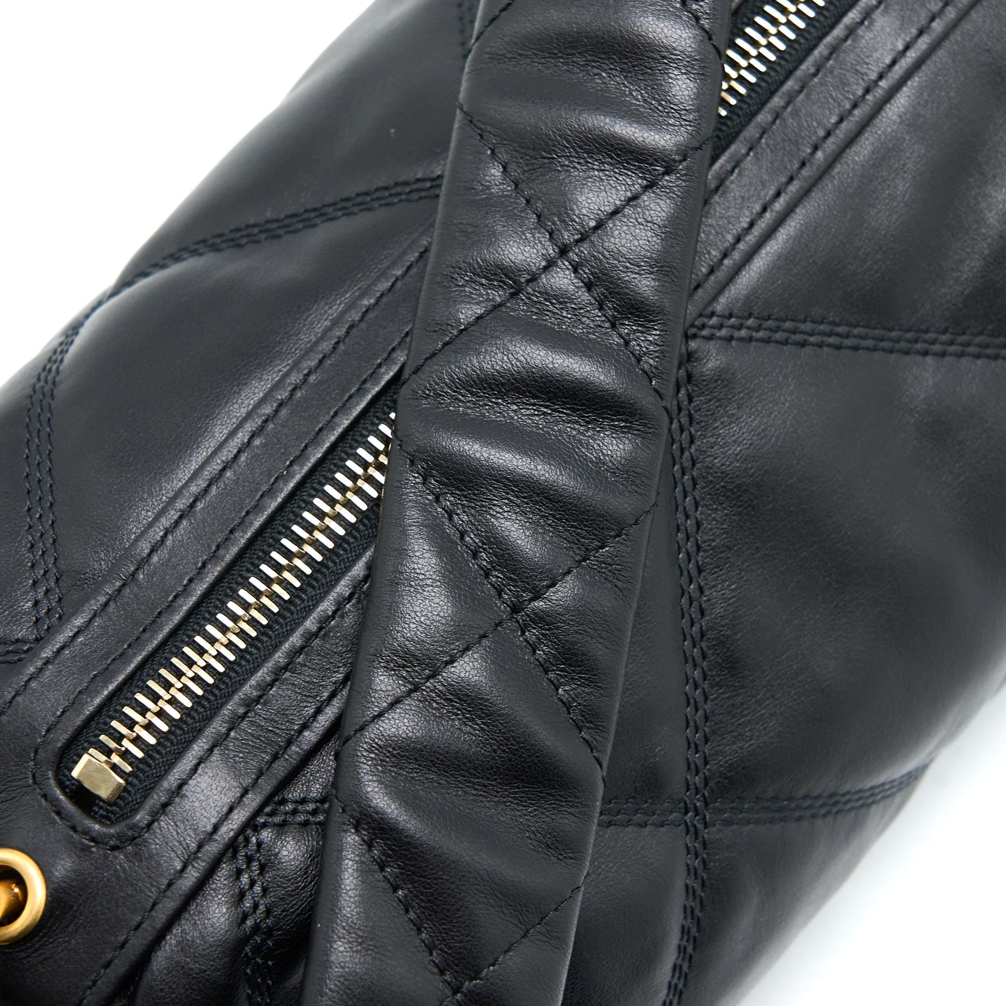 CHANEL MINI BOWLING BAG WITH CHAIN LAMBSKIN BLACK BRUSHED GHW (MICROCHIP)