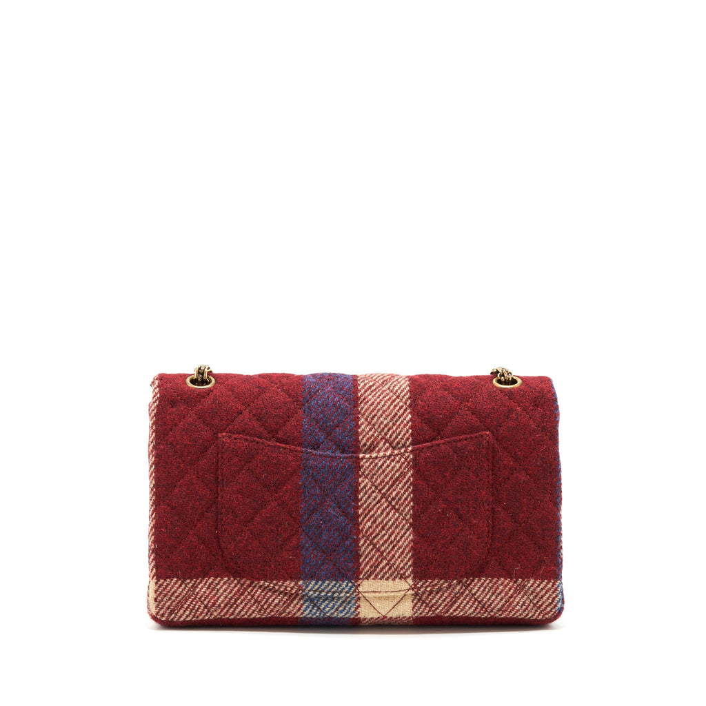 CHANEL 2.55 226 REISSUE DOUBLE FLAP BAG FABRIC MULTICOLOUR GOLD HARDWARE