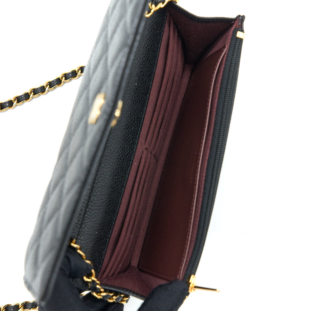 CHANEL CLASSIC WALLET ON CHAIN CAVIAR BLACK GHW (MICROCHIP)