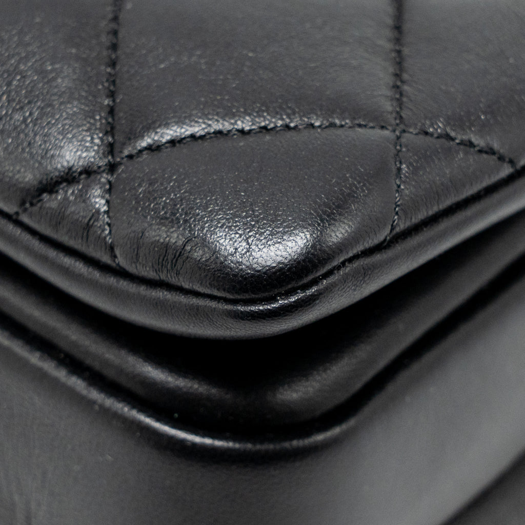 CHANEL TOP HANDLE TRENDY CC FLAP BAG LAMBSKIN BLACK LGHW