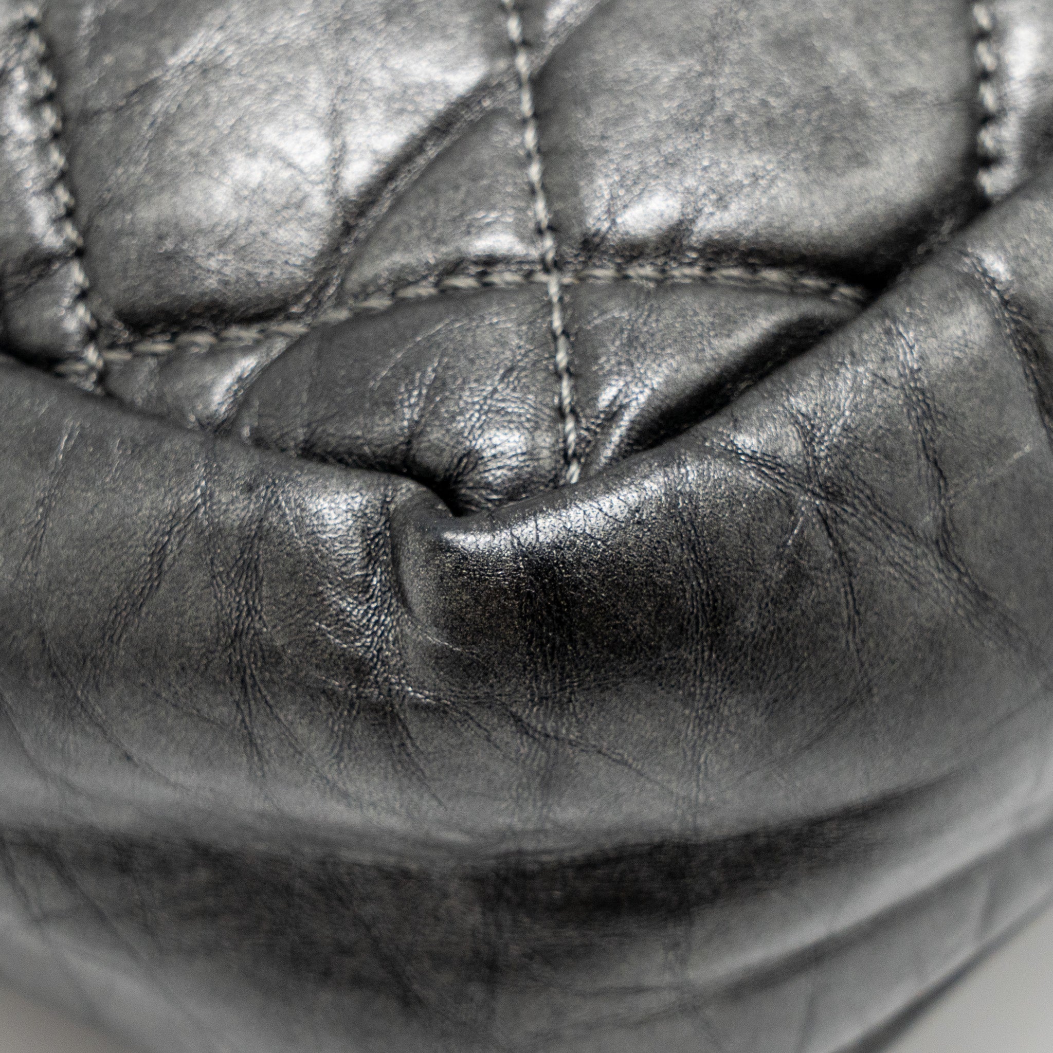 CHANEL DETAILED CHAIN SINGLE FLAP BAG CALFSKIN CHARCOAL GREY SHW
