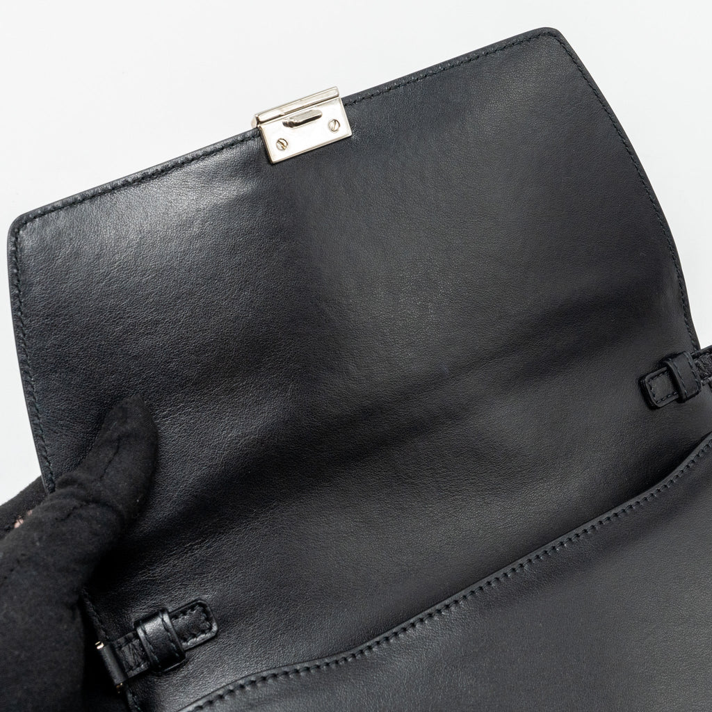 PRADA ELECTRA CITY FLAP BAG CALFSKIN BLACK / RED SHW