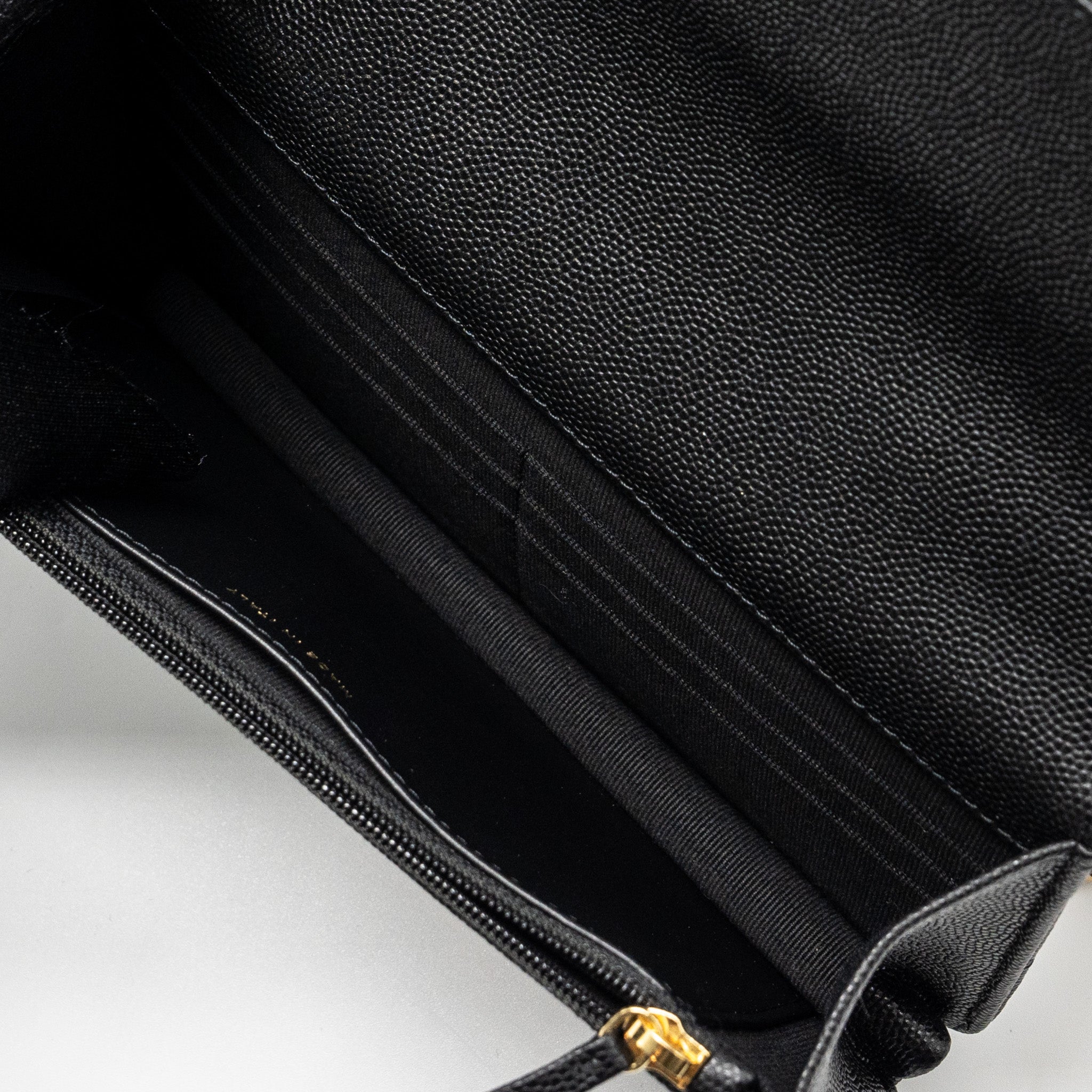 CHANEL WALLET ON CHAIN WITH POCKET BLACK CAVIAR GHW (MICROCHIP)