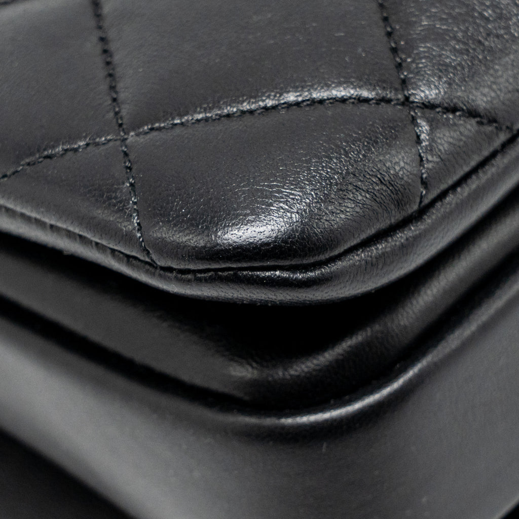 CHANEL TOP HANDLE TRENDY CC FLAP BAG LAMBSKIN BLACK LGHW