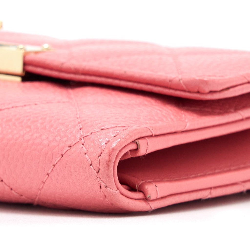 CHANEL FLAP WALLET CAVIAR ROSE PINK LGHW