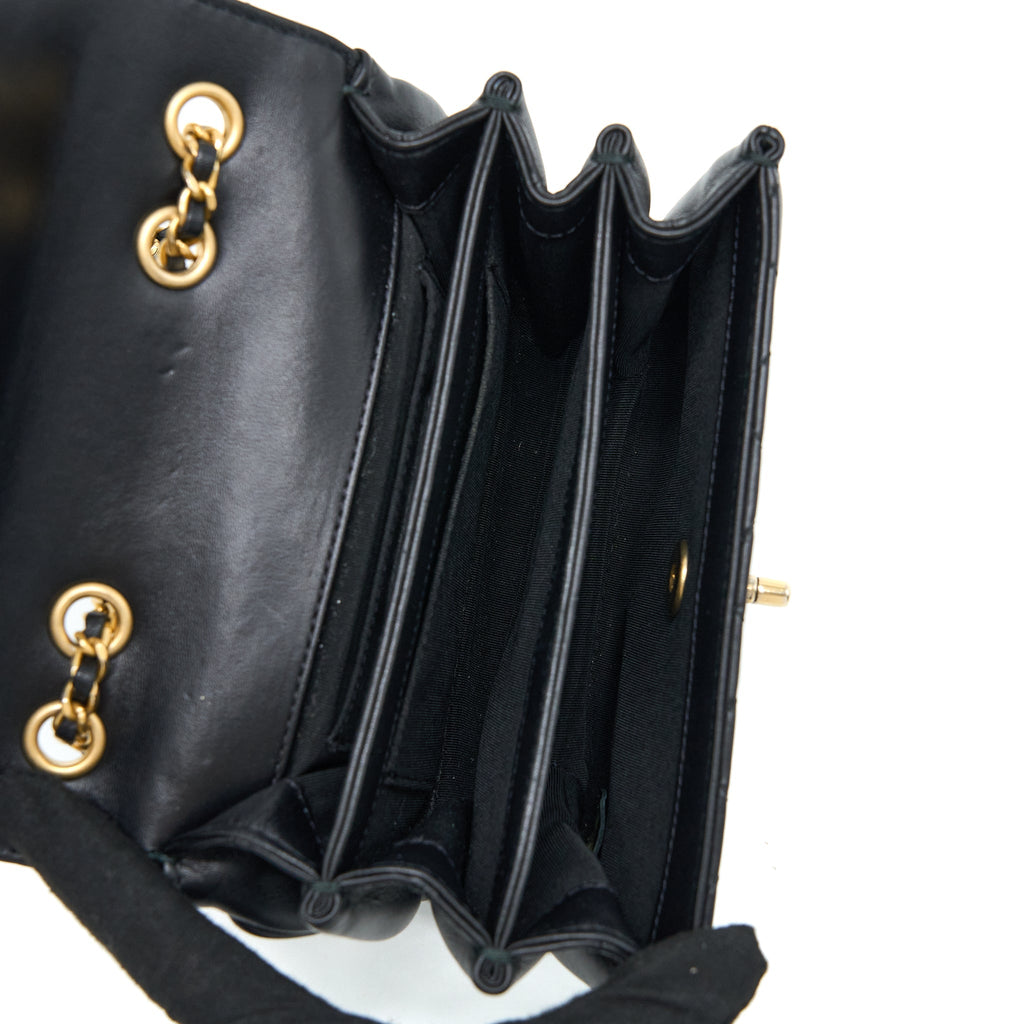 CHANEL SEASONAL FLAP BAG LAMBSKIN BLACK BRUSHED GHW