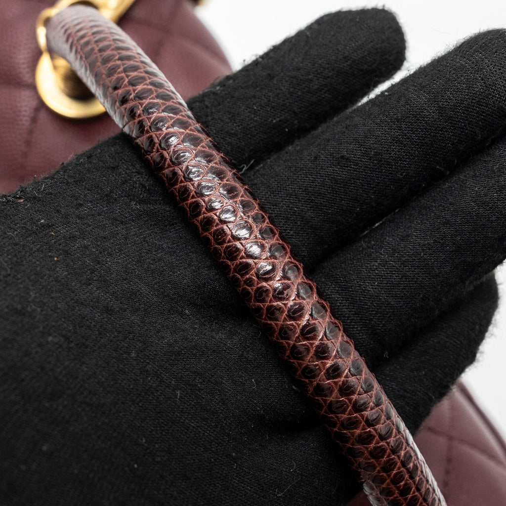 CHANEL MEDIUM COCO HANDLE WITH LIZARD HANDLE CAVIAR BURGUNDY GHW