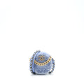 CHANEL 19 ROUND CLUTCH WITH CHAINS SEQUINS LIGHT BLUE MULTICOLOUR HARDWARE
