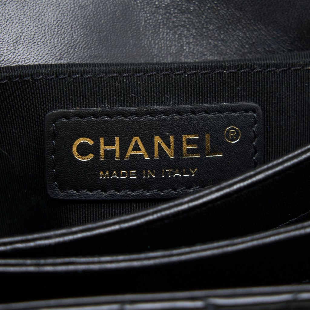 CHANEL SEASONAL FLAP BAG LAMBSKIN BLACK BRUSHED GHW