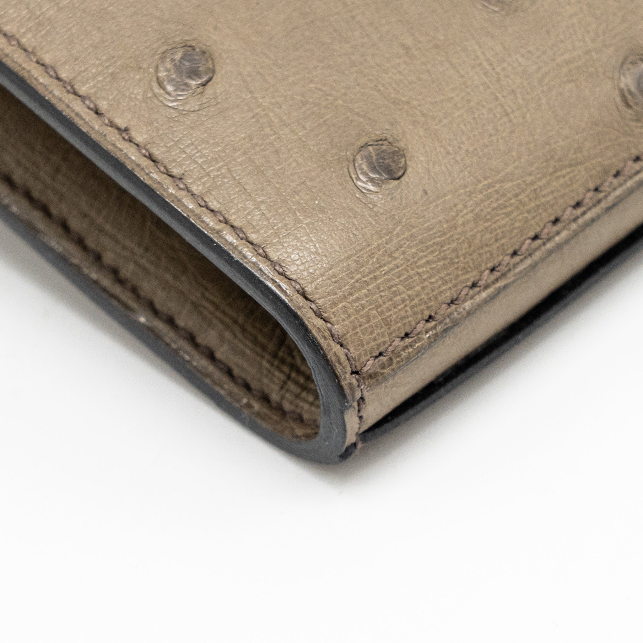 HERMES KELLY LONG WALLET OSTRICH GRIS TOURTERELLE SHW