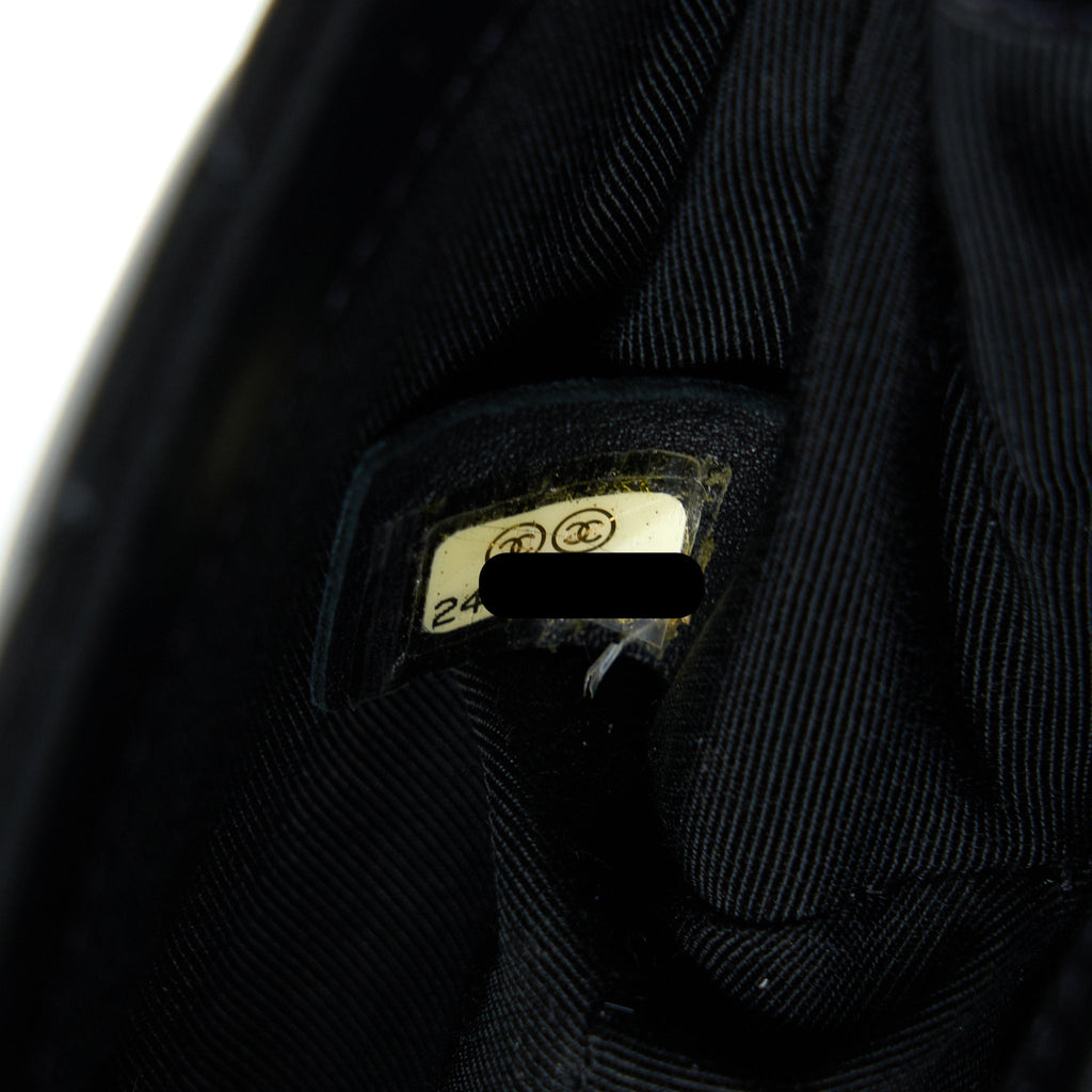 CHANEL SEASONAL FLAP BAG LAMBSKIN BLACK BRUSHED GHW