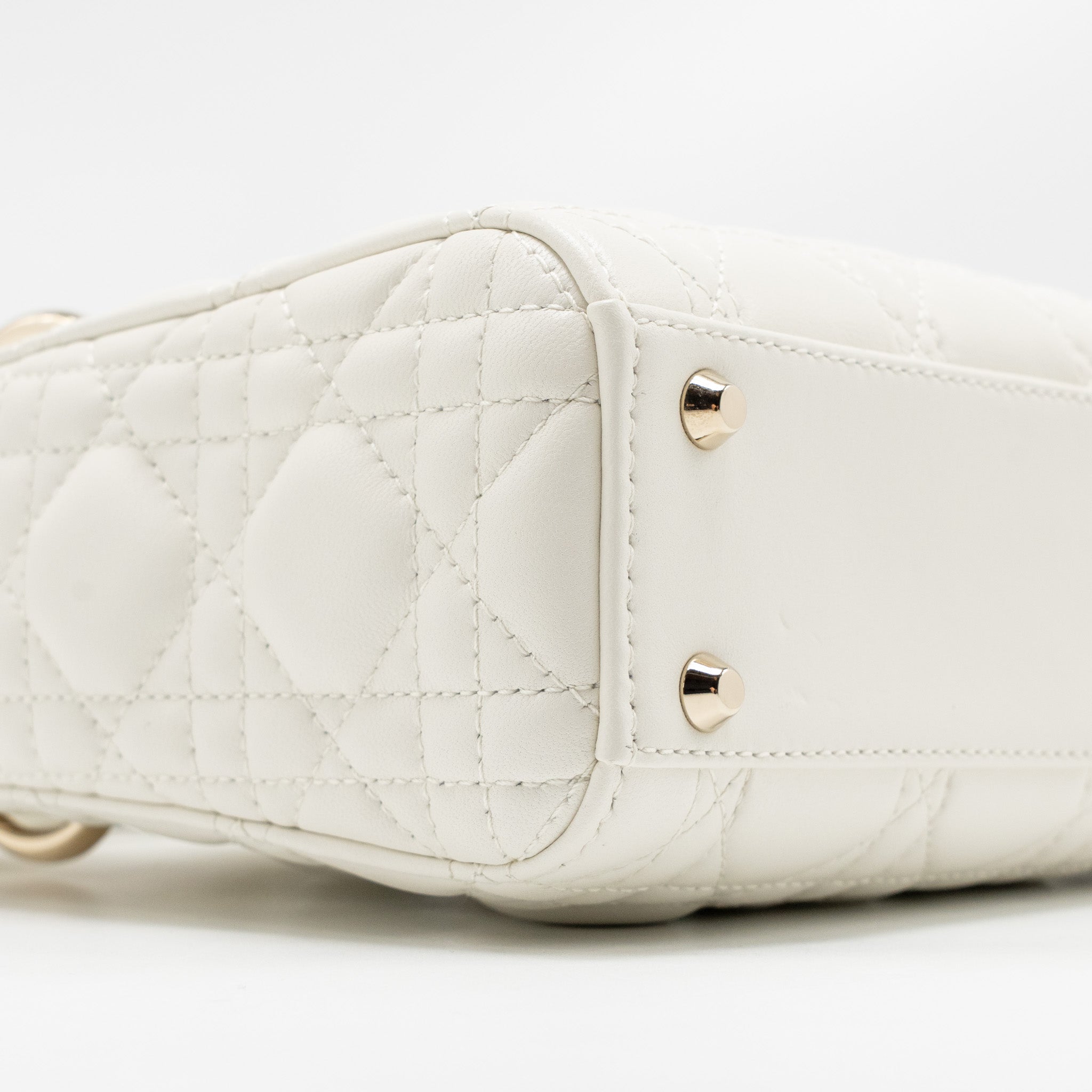 DIOR MINI LADY DIOR LAMBSKIN WHITE LGHW