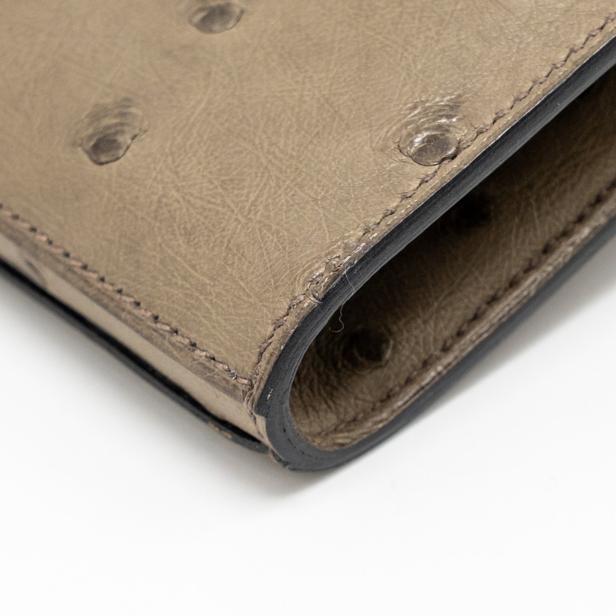 HERMES KELLY LONG WALLET OSTRICH GRIS TOURTERELLE SHW