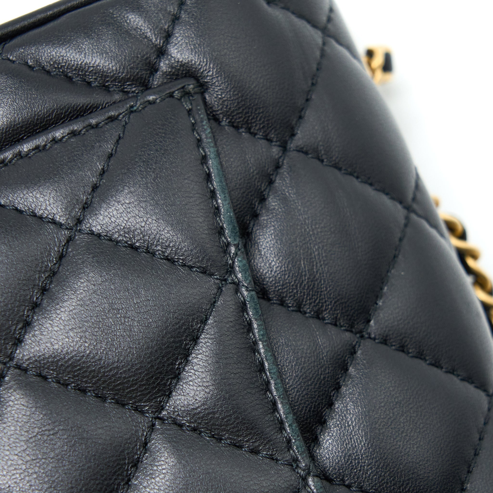 CHANEL SEASONAL FLAP BAG LAMBSKIN BLACK BRUSHED GHW
