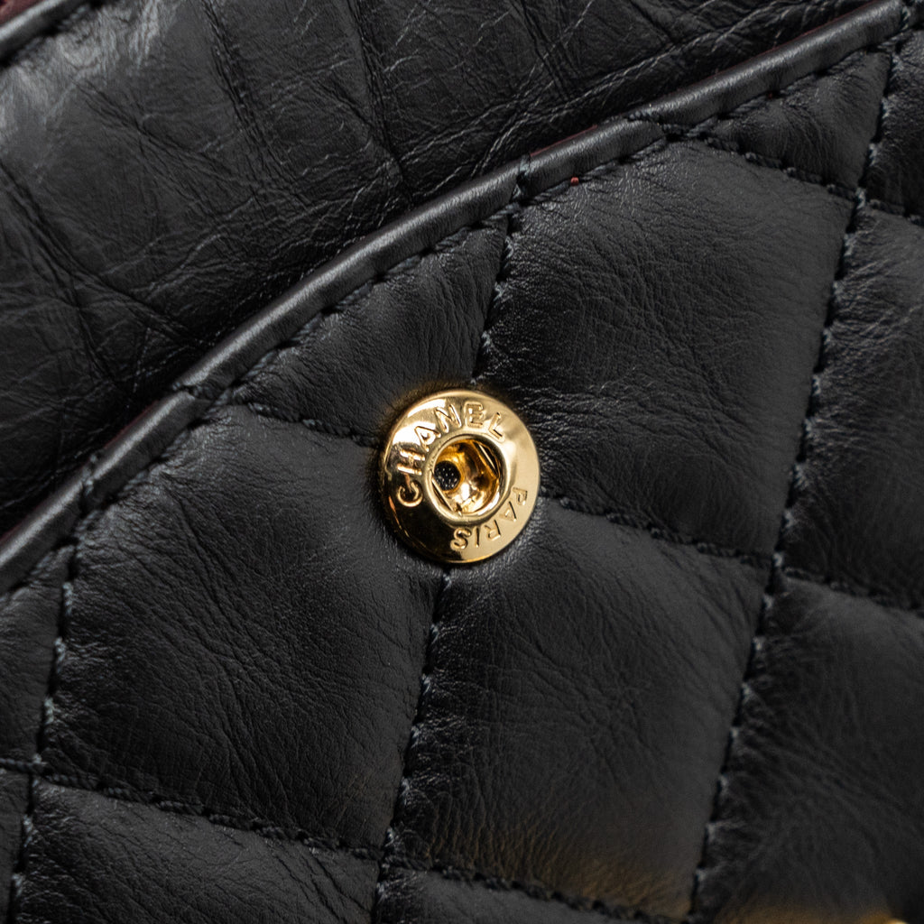 CHANEL 2.55 226 REISSUE FLAP BAG AGED CALFSKIN BLACK GHW