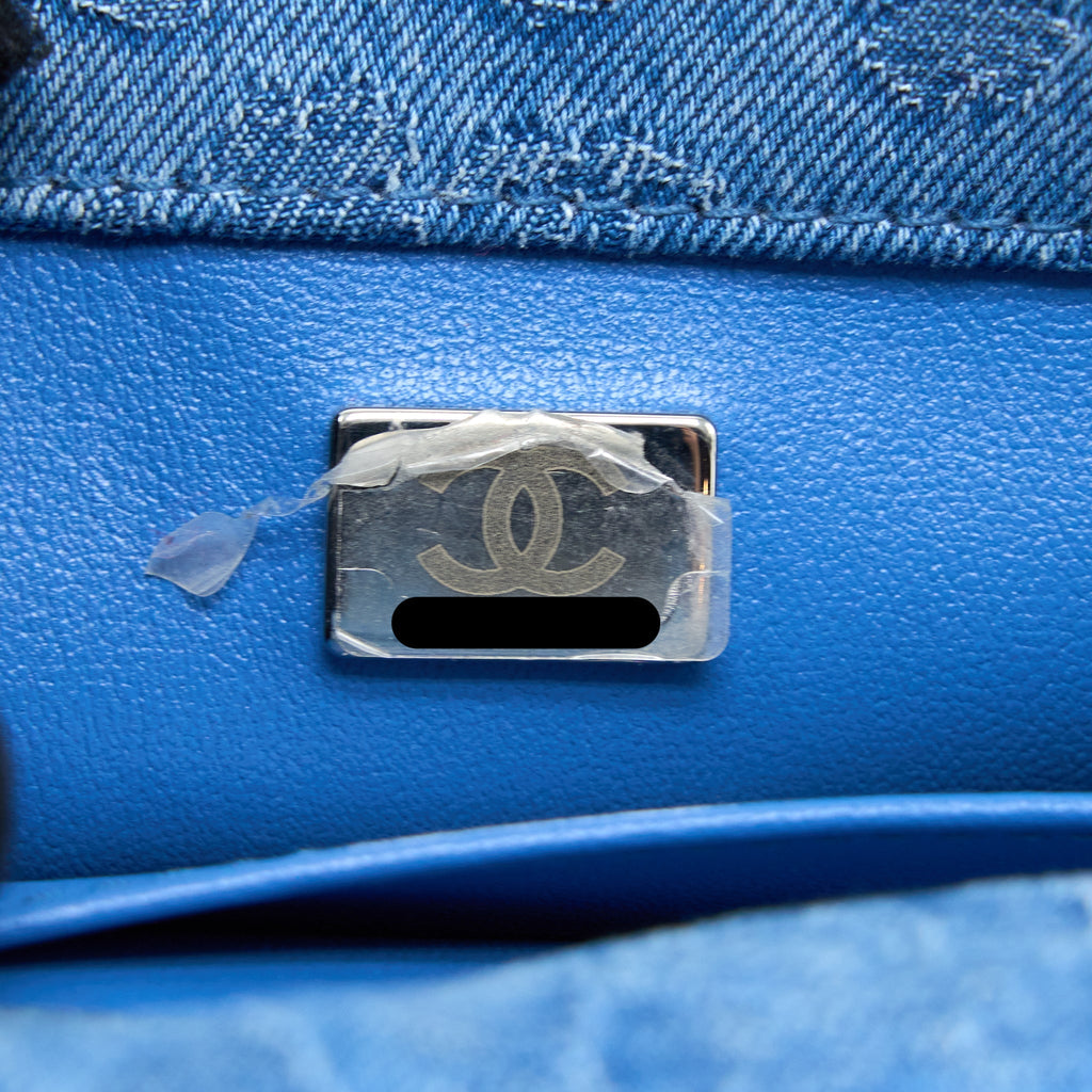CHANEL 23P MINI COCO LOVE FLAP BAG CAMELLIA DENIM BLUE SHW (MICROCHIP)