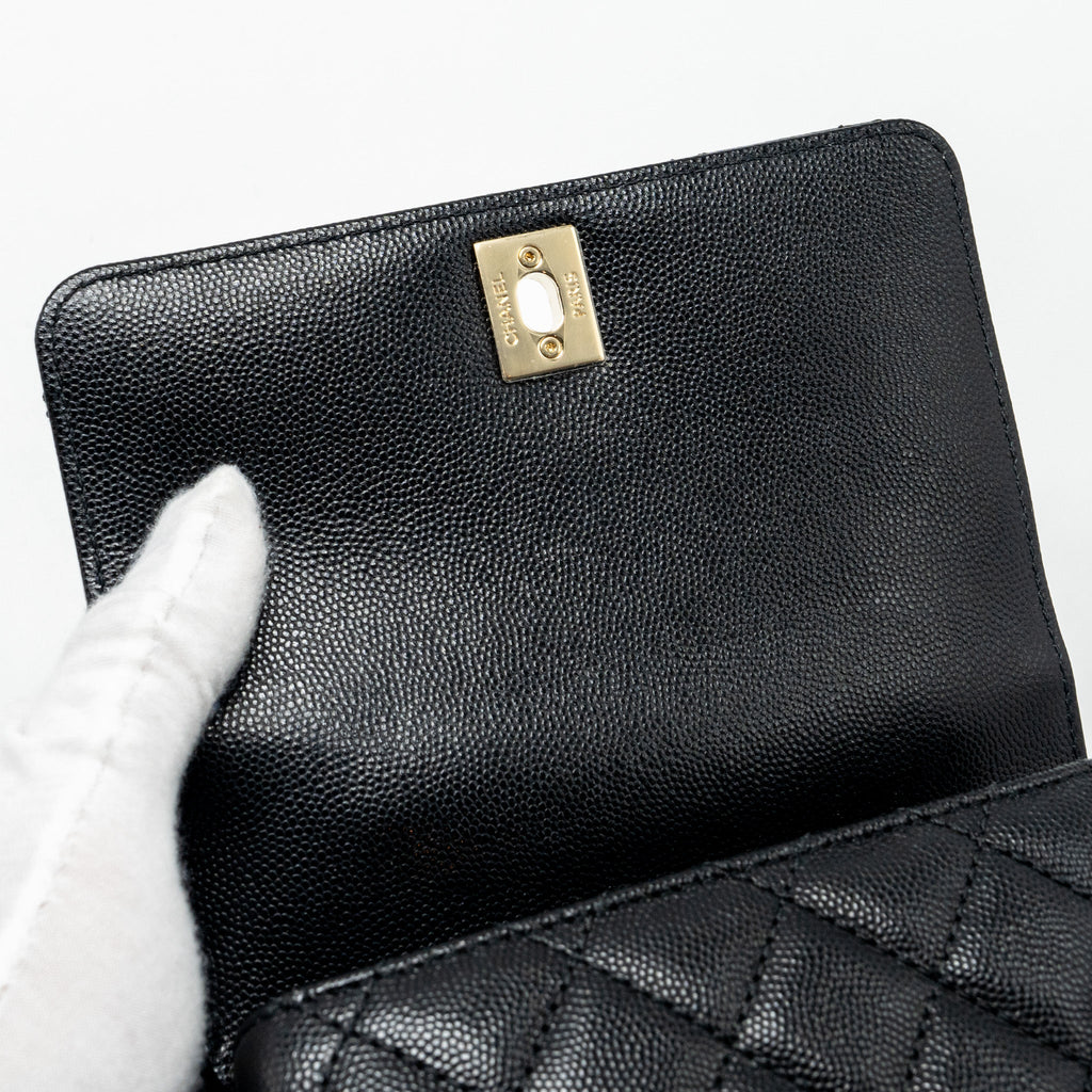 CHANEL MINI COCO HANDLE WITH LIZARD EMBOSSED HANDLE CAVIAR BLACK LGHW (MICROCHIP)