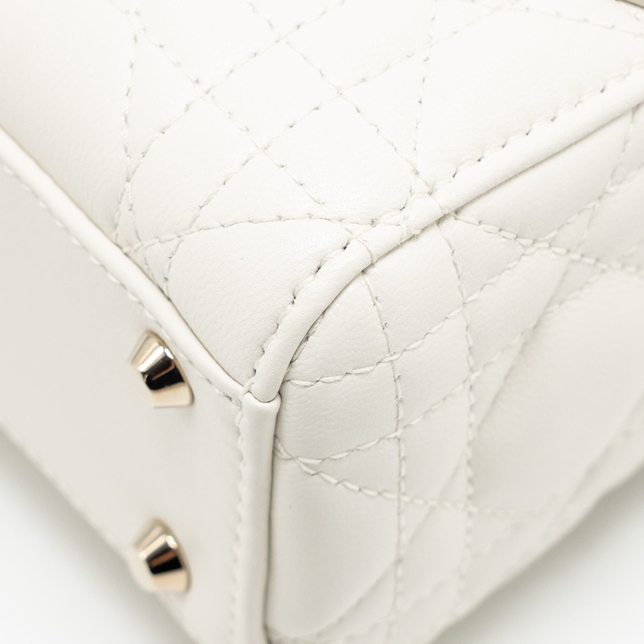 DIOR MINI LADY DIOR LAMBSKIN WHITE LGHW