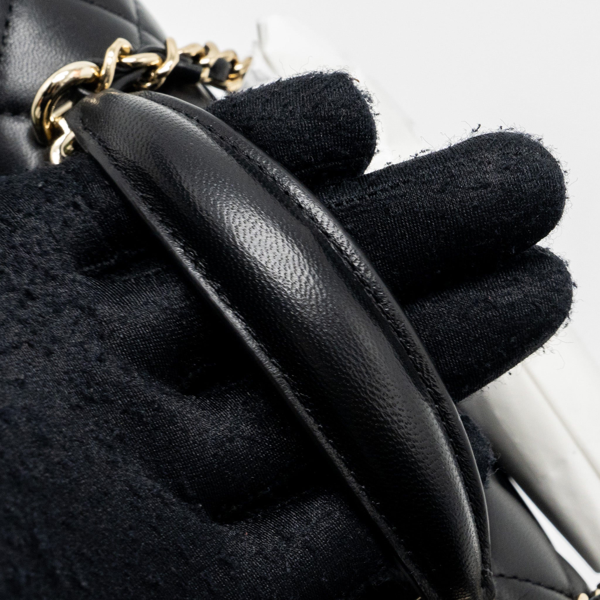 CHANEL TOP HANDLE MINI RECTANGULAR FLAP BAG LAMBSKIN BLACK LGHW (MICROCHIP )