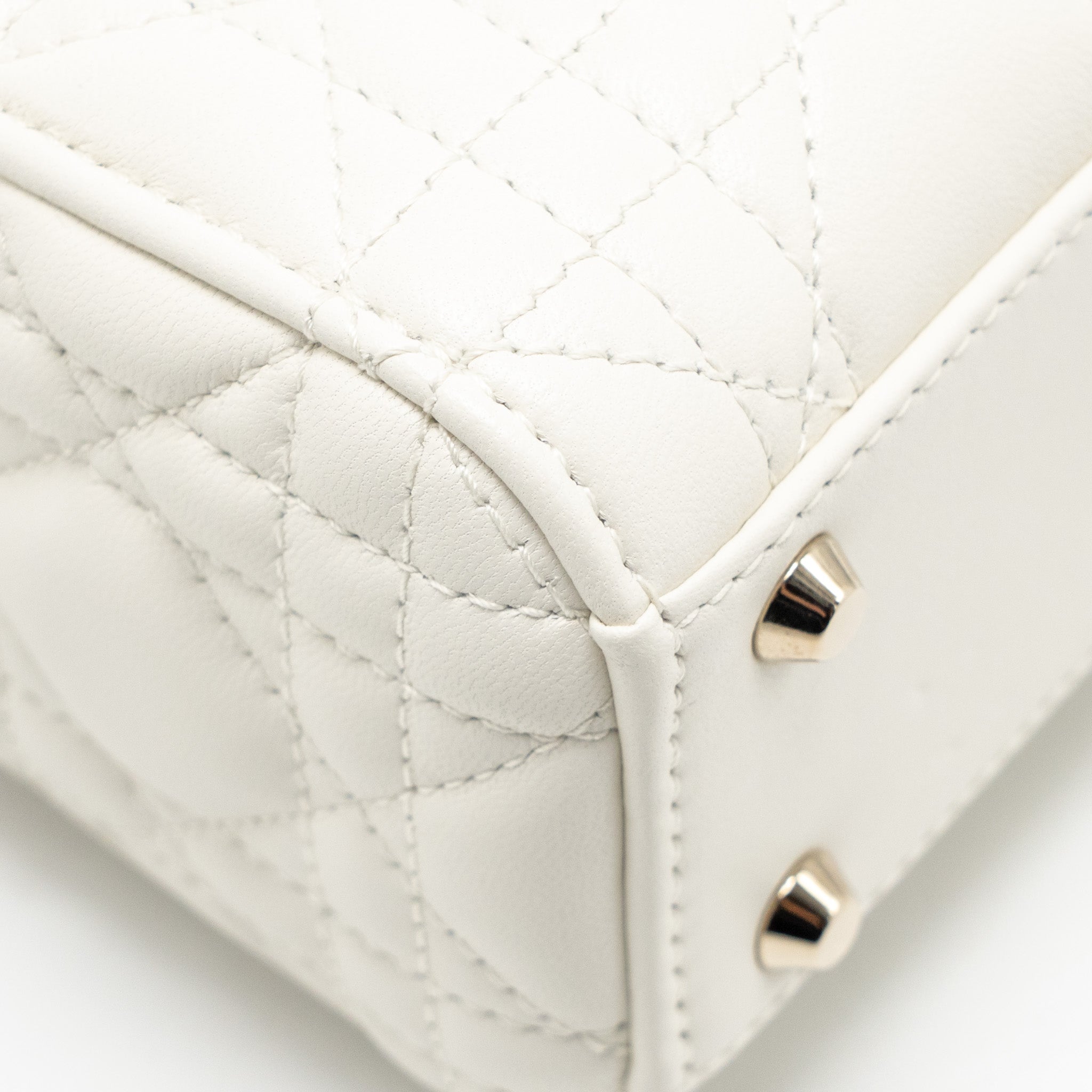 DIOR MINI LADY DIOR LAMBSKIN WHITE LGHW