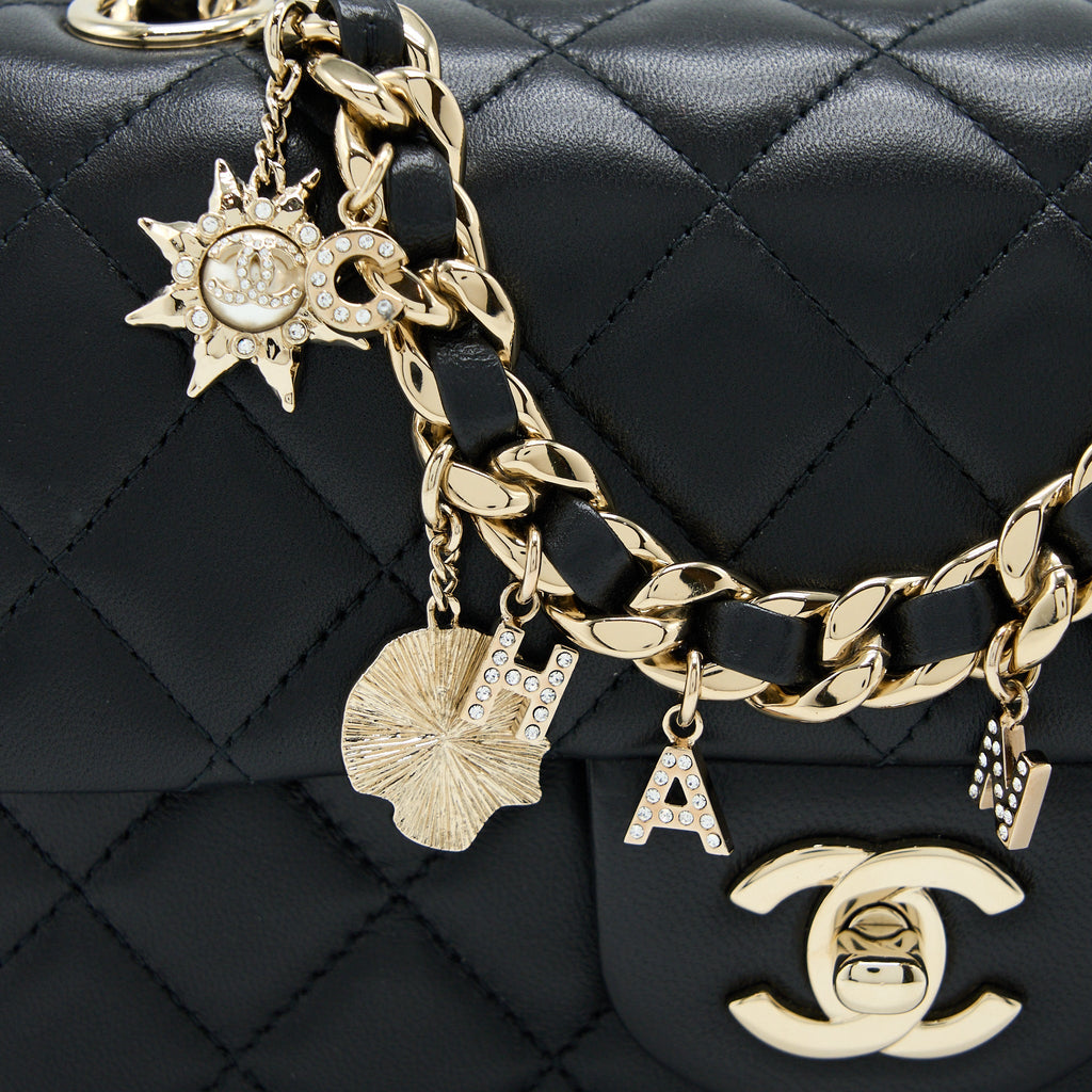 CHANEL MINI RECTANGULAR WITH COCO BAG CHARM LIMITED EDITION LAMBSKIN BLACK LGHW