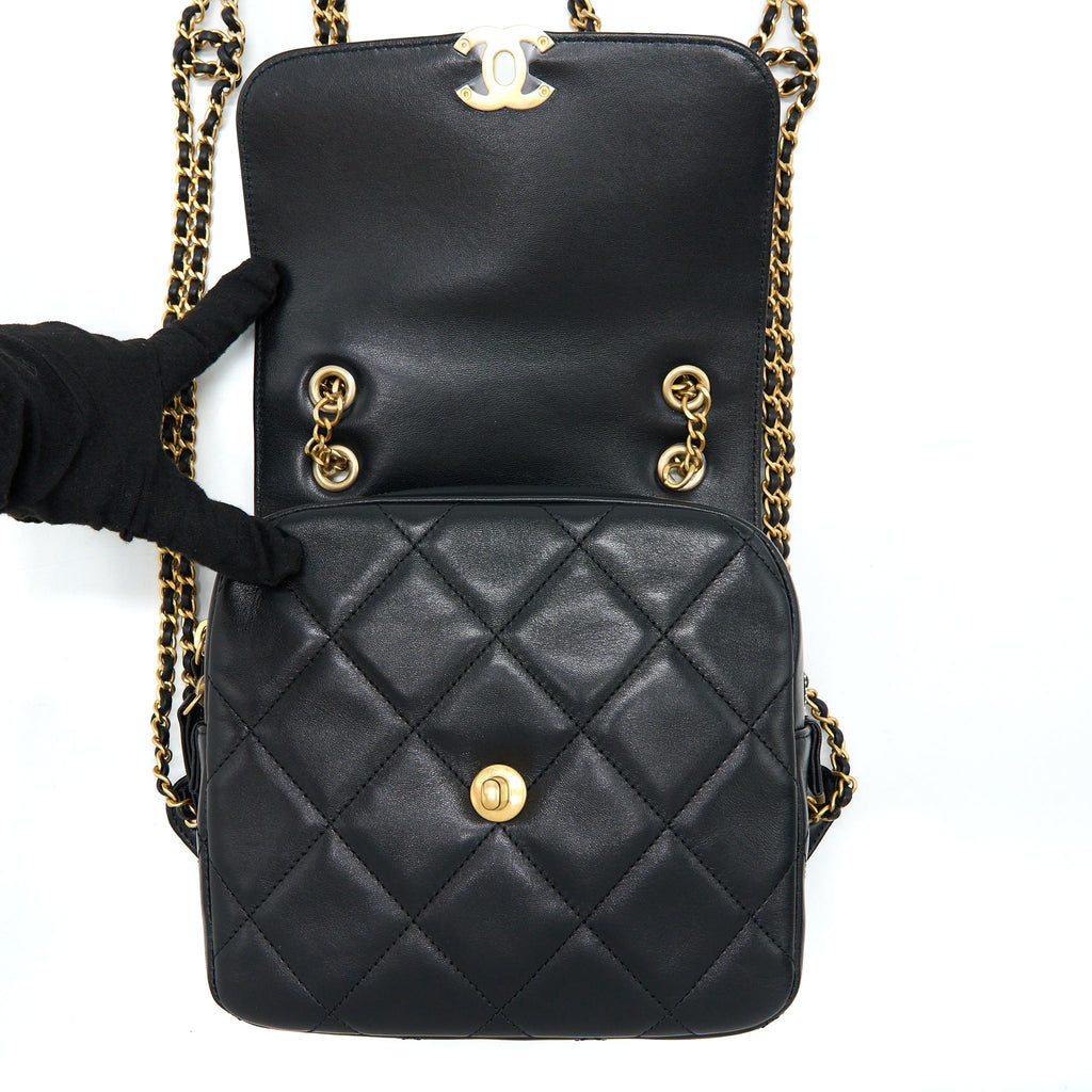 CHANEL 23P ADO BACKPACK LAMBSKIN BLACK GHW (MICROCHIP)