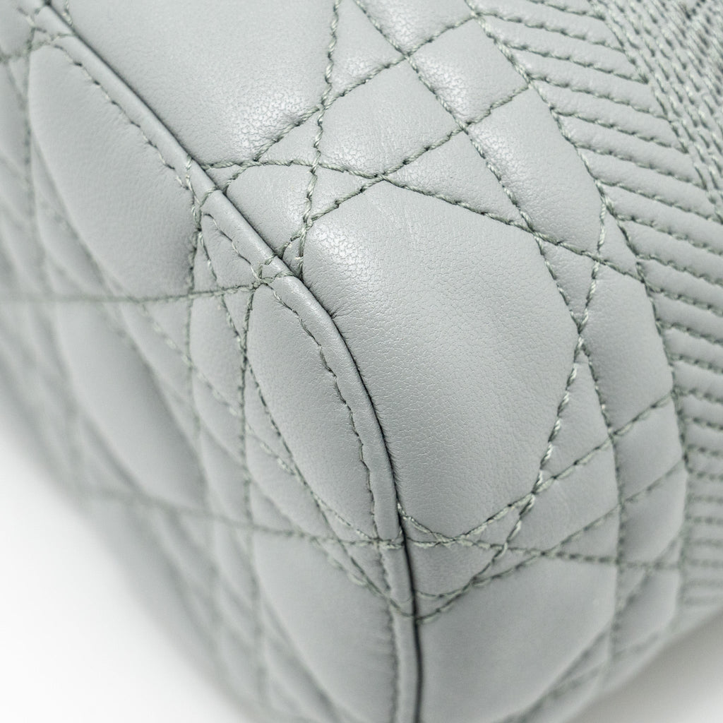 DIOR SMALL DIORTRAVEL VANITY CASE CANNAGE LAMBSKIN GREY GHW