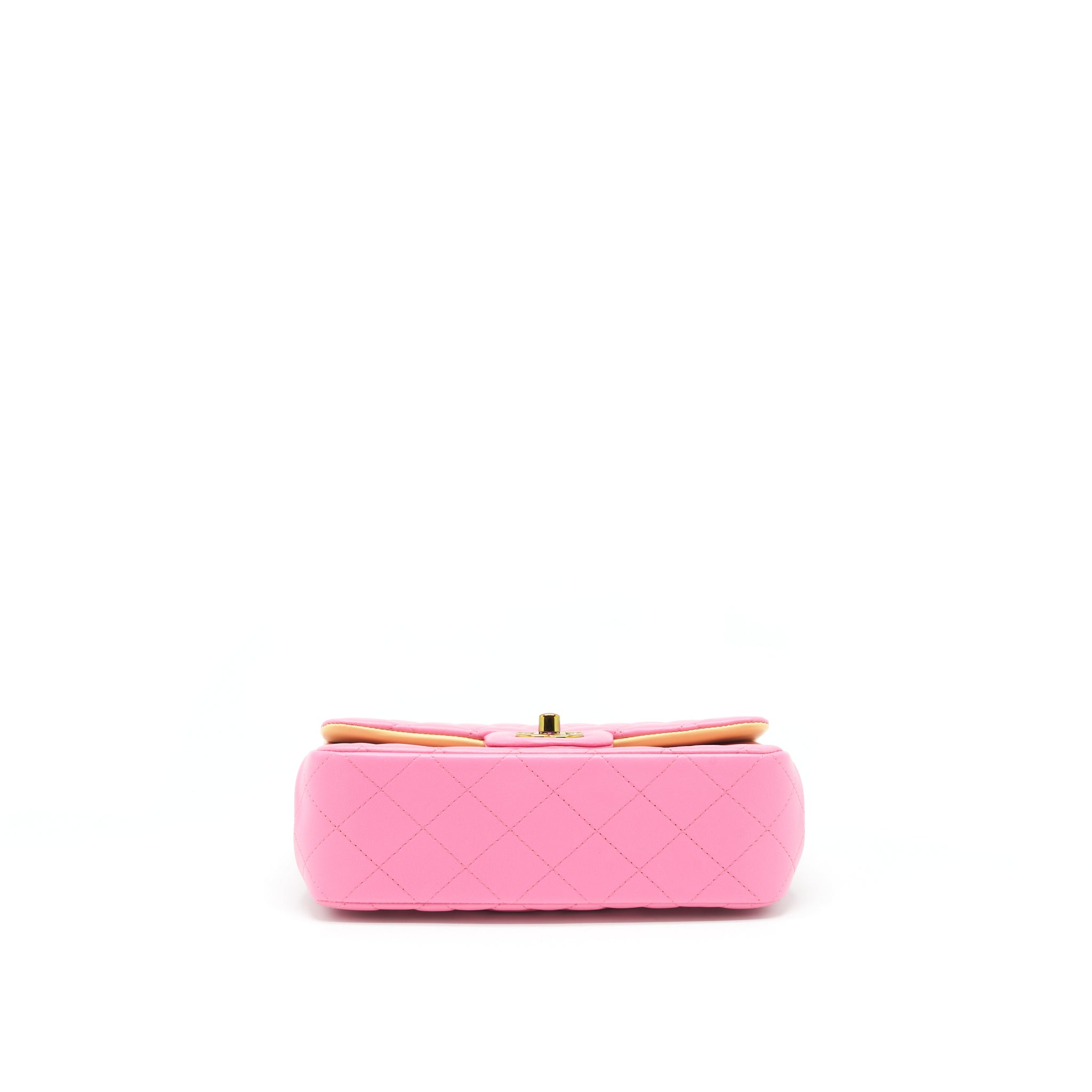 CHANEL MINI RECTANGULAR FLAP BAG LAMBSKIN PINK WITH RAINBOW HARDWARE