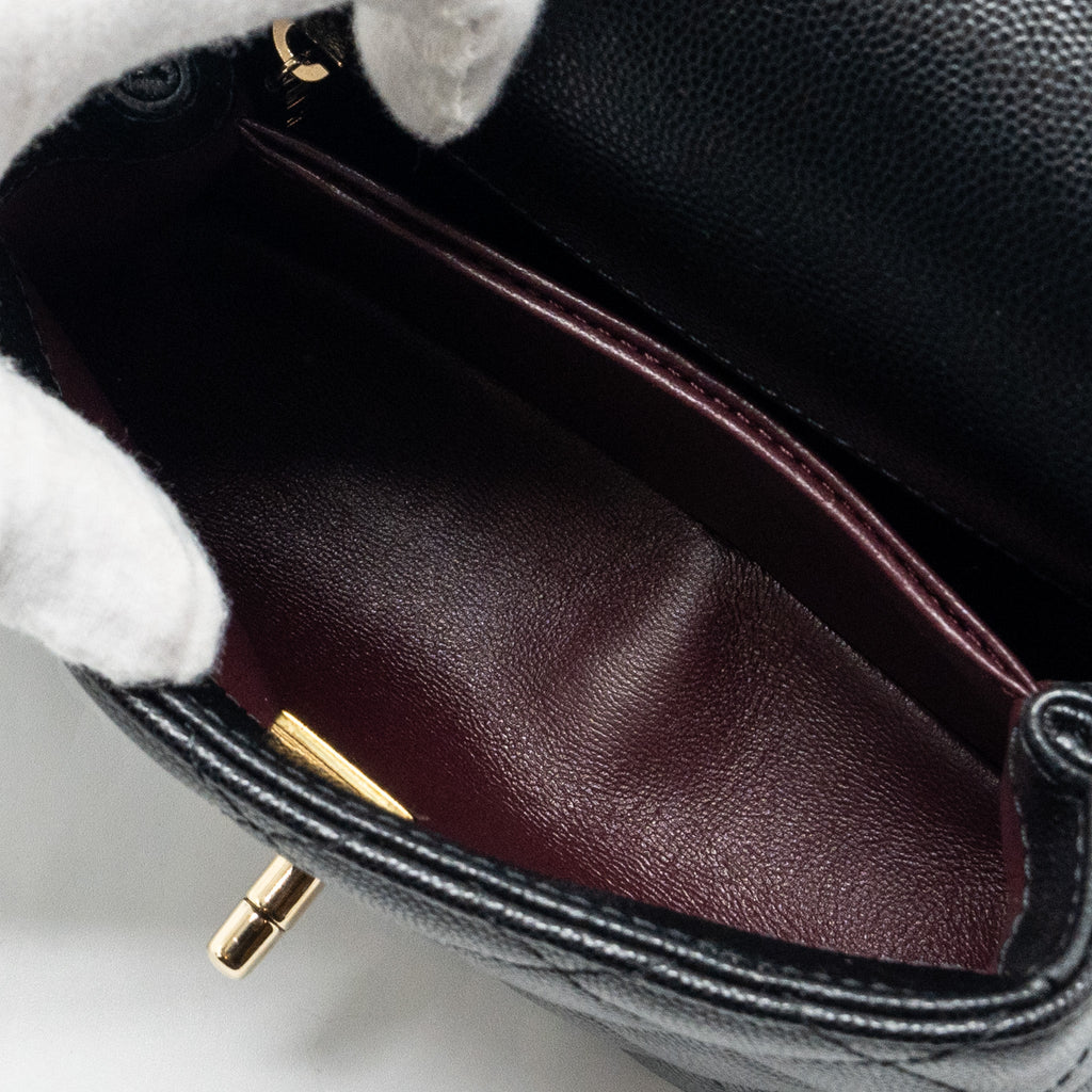 CHANEL MINI COCO HANDLE WITH LIZARD EMBOSSED HANDLE CAVIAR BLACK LGHW (MICROCHIP)