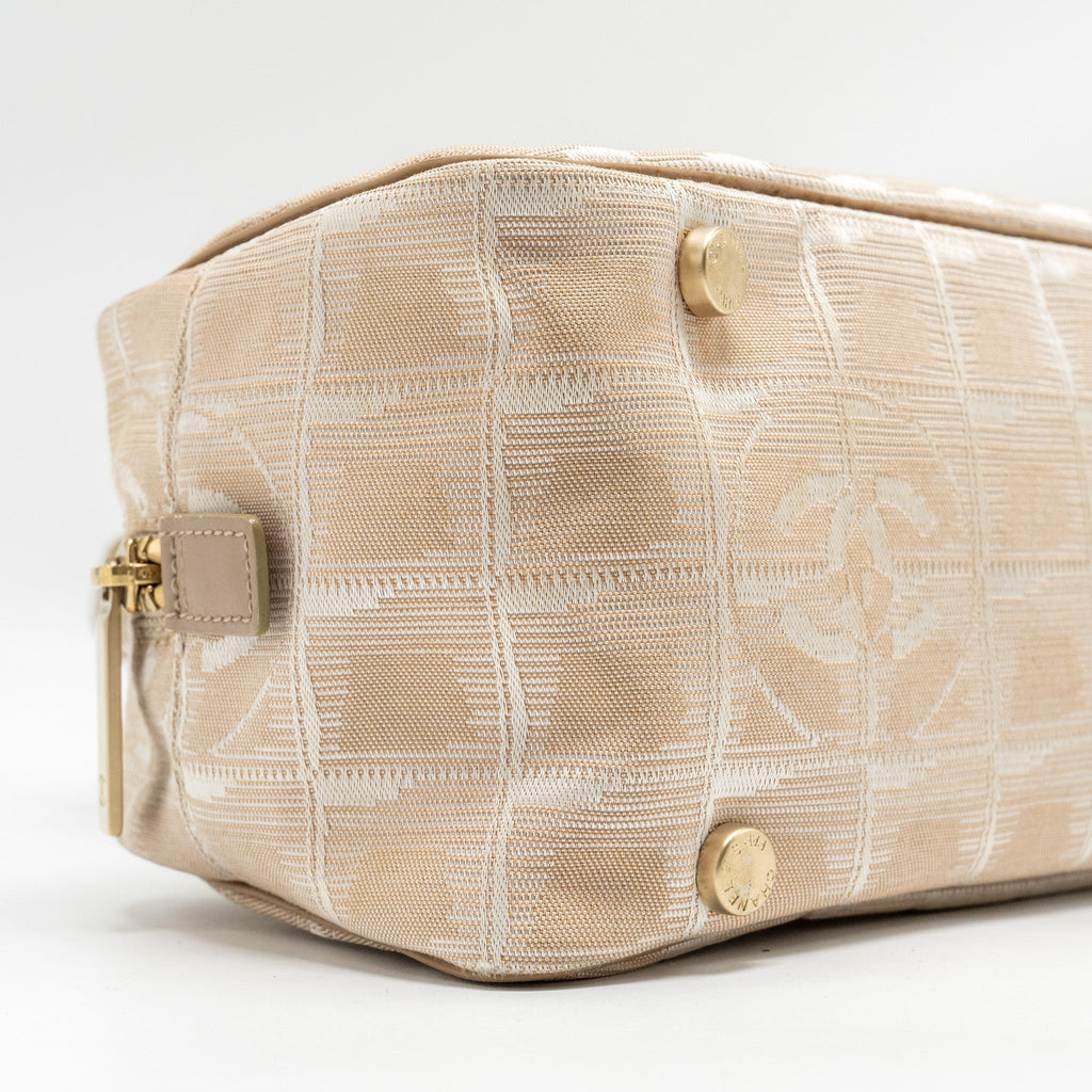 CHANEL VINTAGE TRAVEL LINE BOWLER BAG CANVAS/LEATHER BEIGE GHW