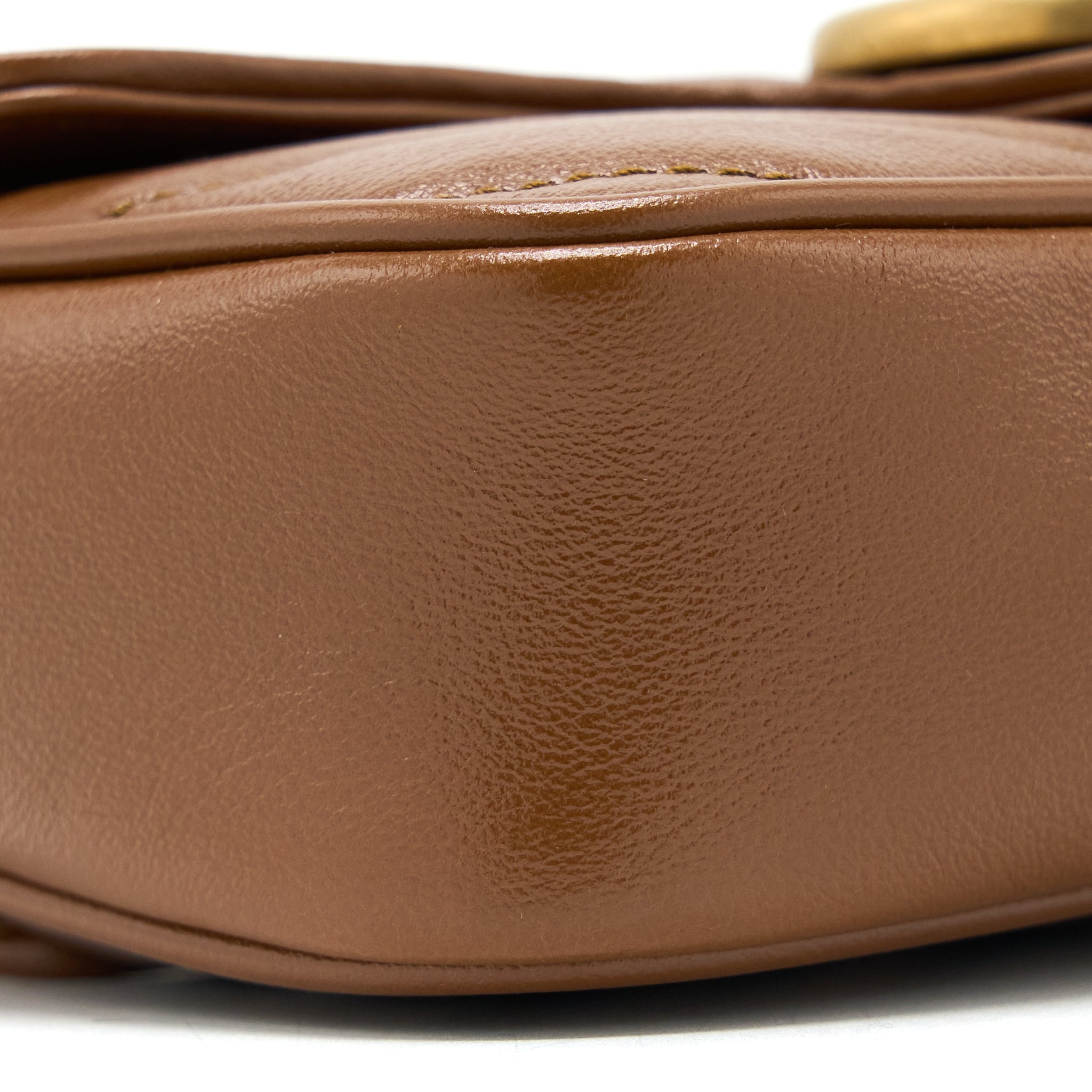GUCCI GG MARMONT SUPER MINI CALFSKIN CARAMEL GHW