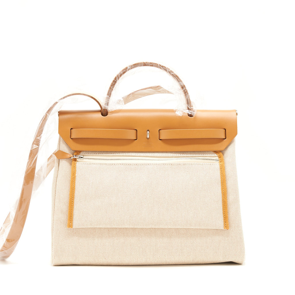 HERMES HERBAG ZIP 31 TOILE H EN RELIEF BRIDES SABLE/ECRU-BEIGE/NAT SABLE