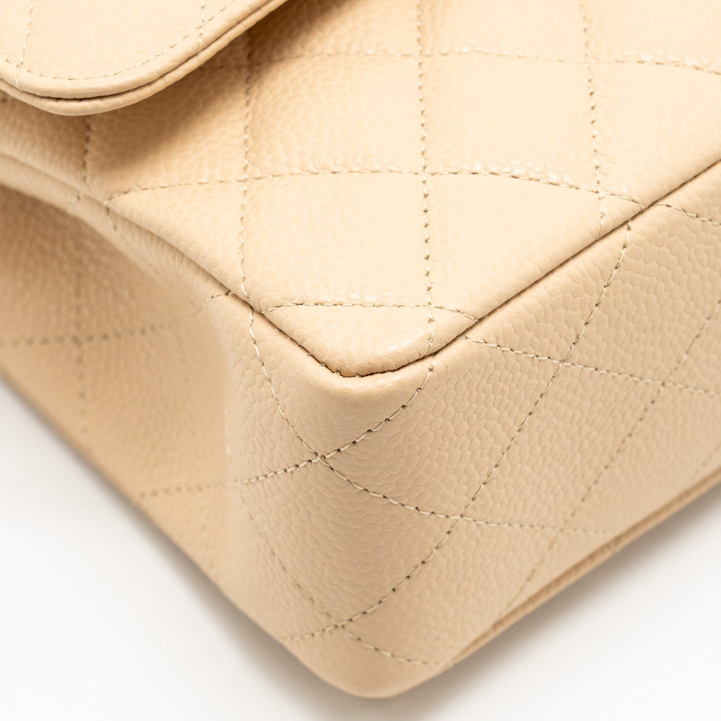 CHANEL MEDIUM CLASSIC DOUBLE FLAP CAVIAR BEIGE GHW