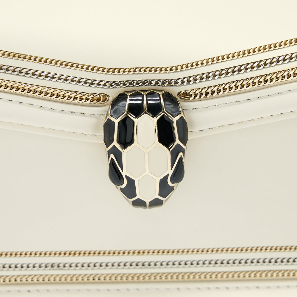 BVLGARI SERPENTI FOREVER FLAP BAG LIMITED EDITION CALFSKIN WHITE LGHW