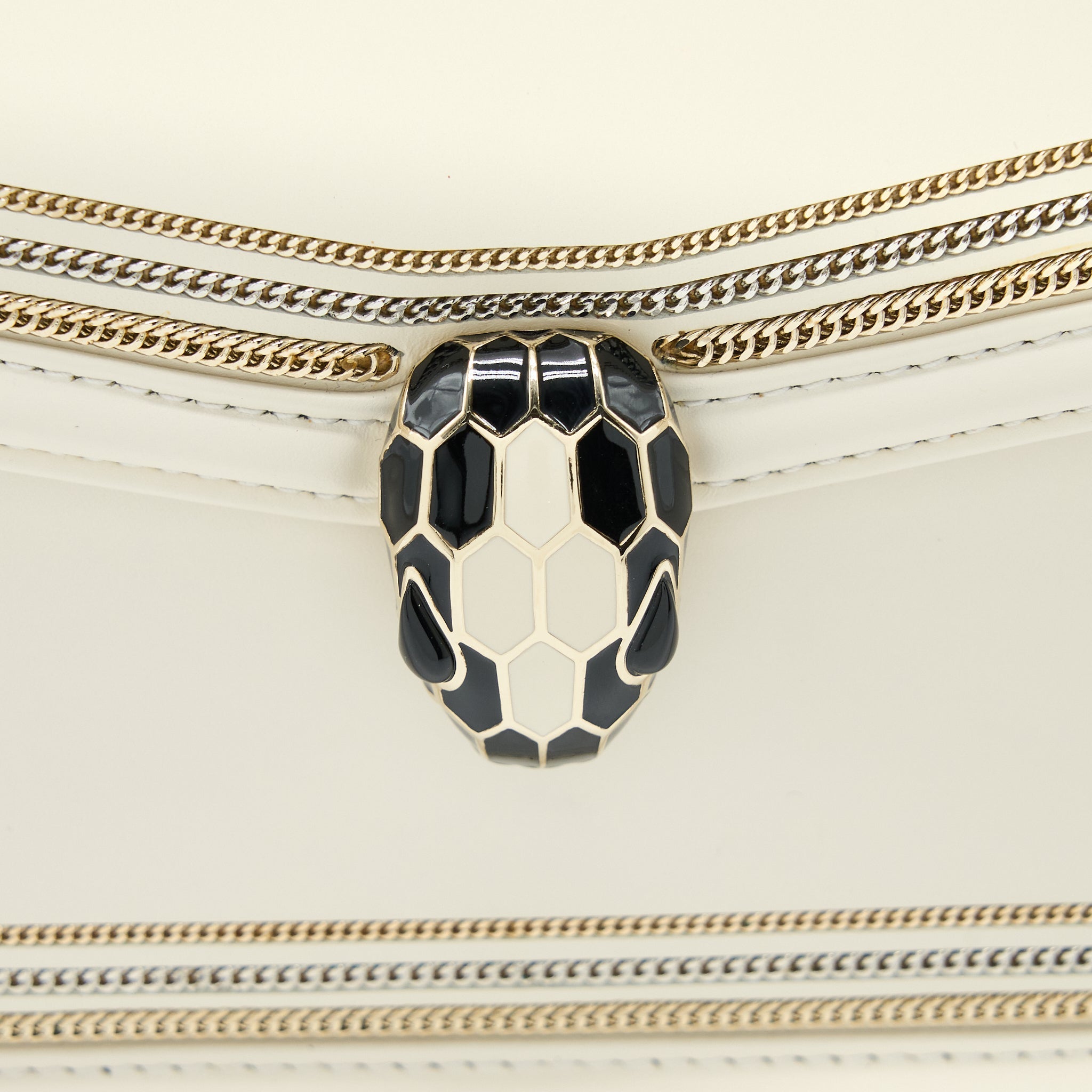 BVLGARI SERPENTI FOREVER FLAP BAG LIMITED EDITION CALFSKIN WHITE LGHW
