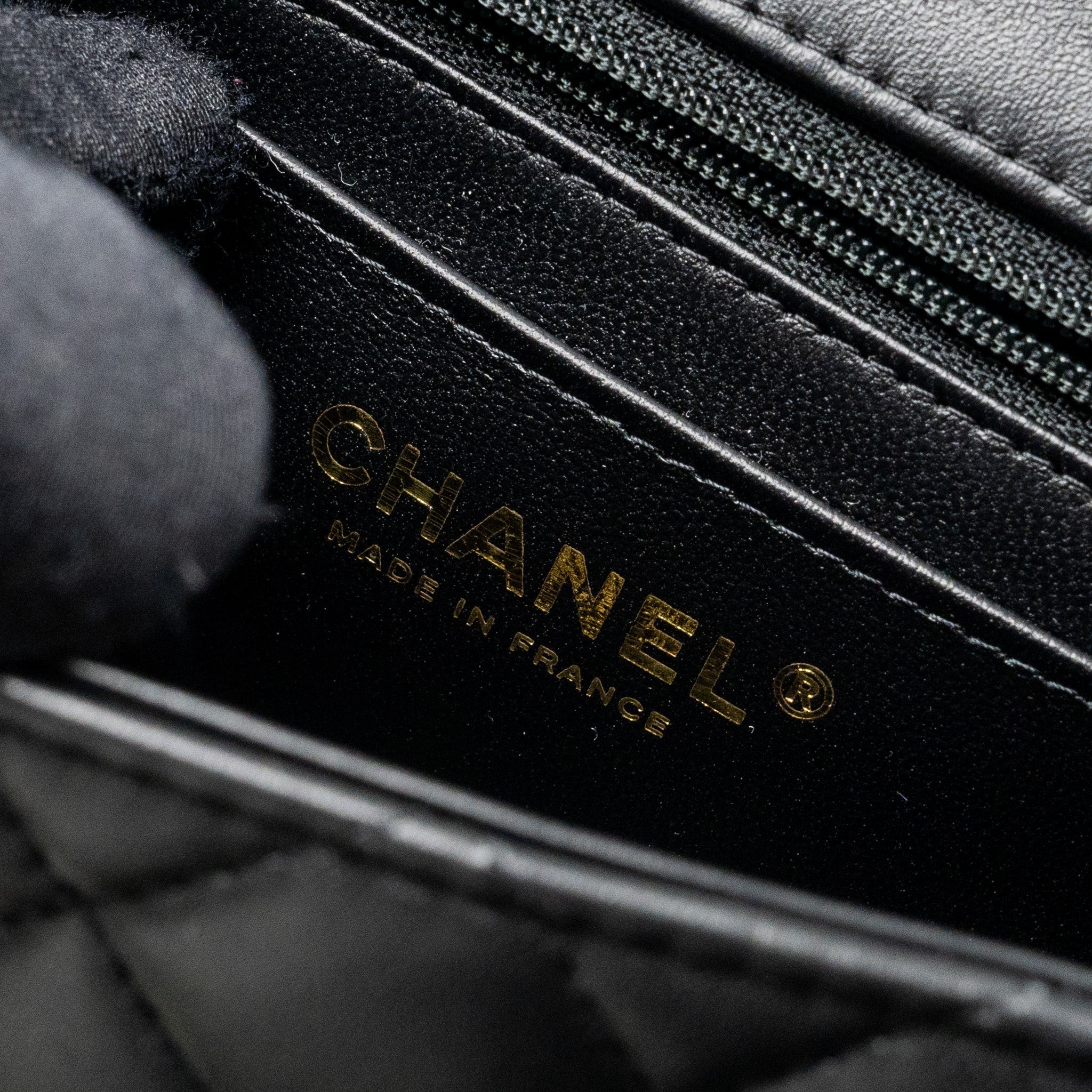 CHANEL TOP HANDLE MINI RECTANGULAR FLAP BAG LAMBSKIN BLACK LGHW (MICROCHIP )