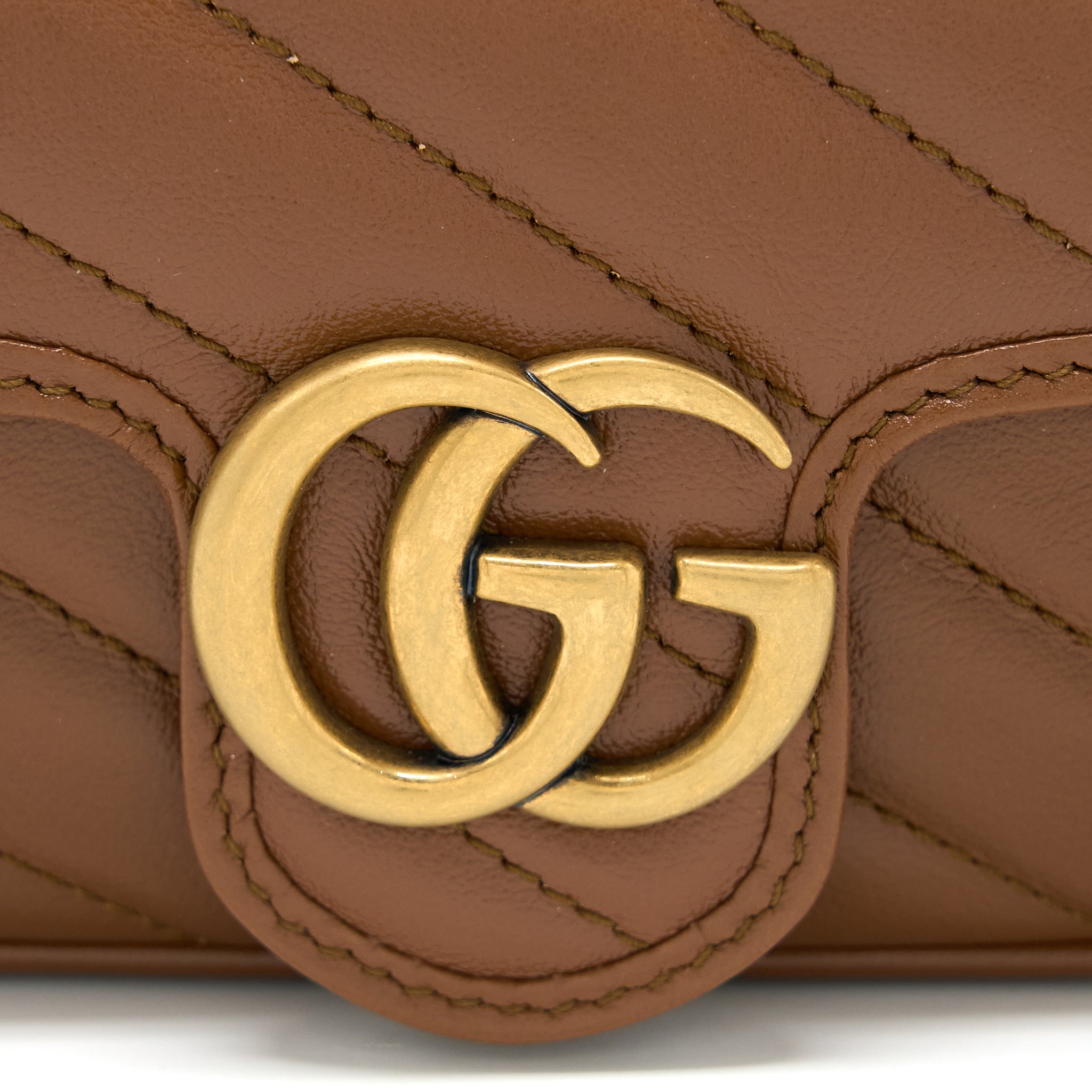 GUCCI GG MARMONT SUPER MINI CALFSKIN CARAMEL GHW