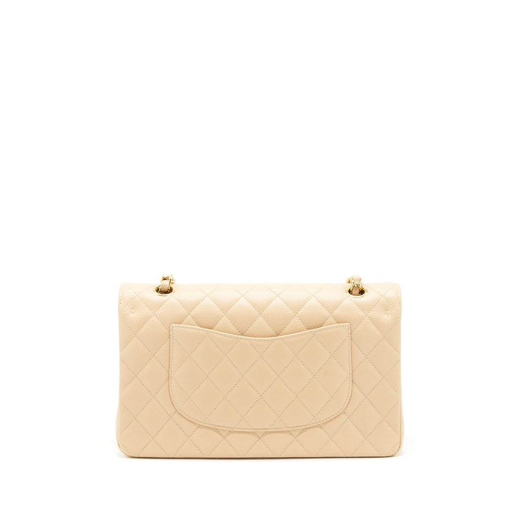 CHANEL CLASSIC DOUBLE FLAP BAG CAVIAR BEIGE GHW
