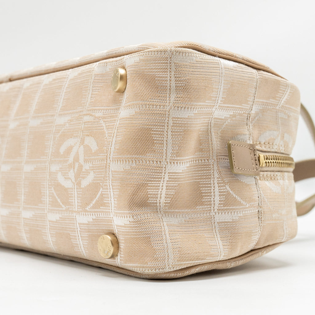CHANEL VINTAGE TRAVEL LINE BOWLER BAG CANVAS/LEATHER BEIGE GHW