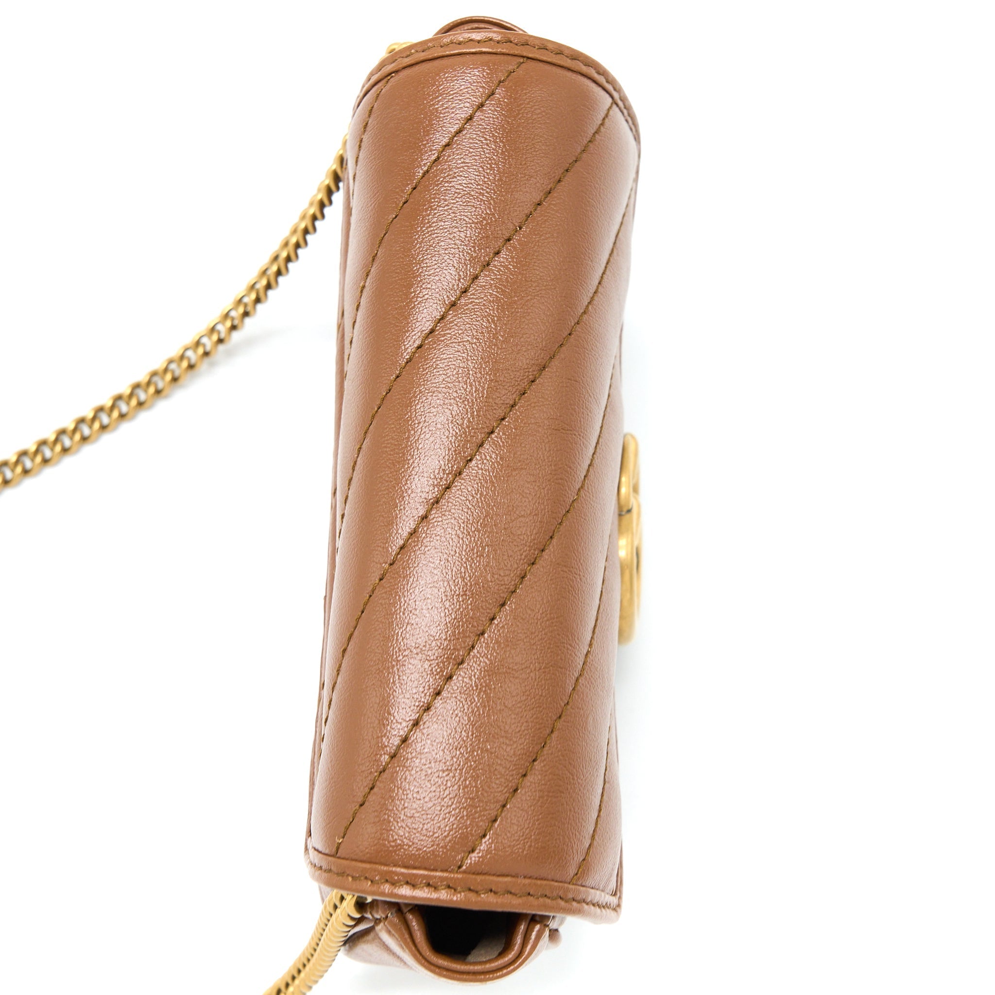 GUCCI GG MARMONT SUPER MINI CALFSKIN CARAMEL GHW